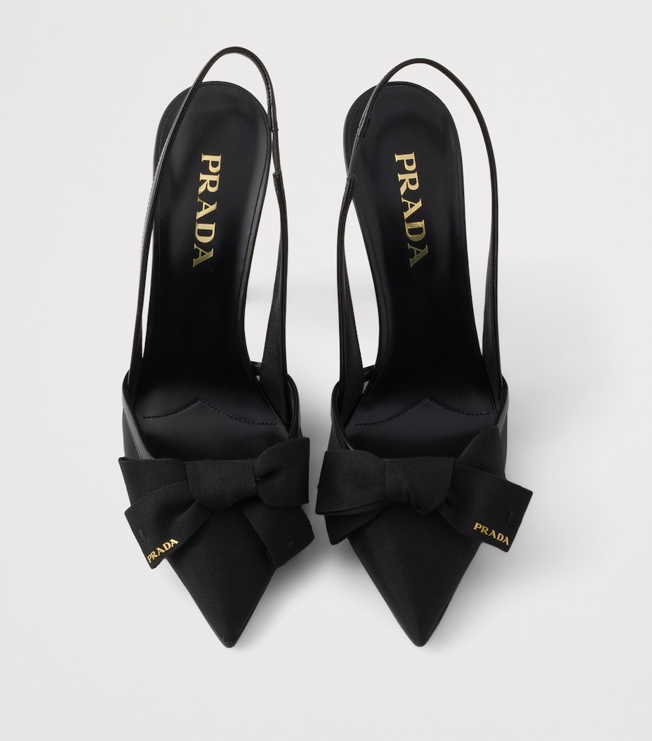 Prada Mesh Bow Slingback Heels 100 Black Image 3