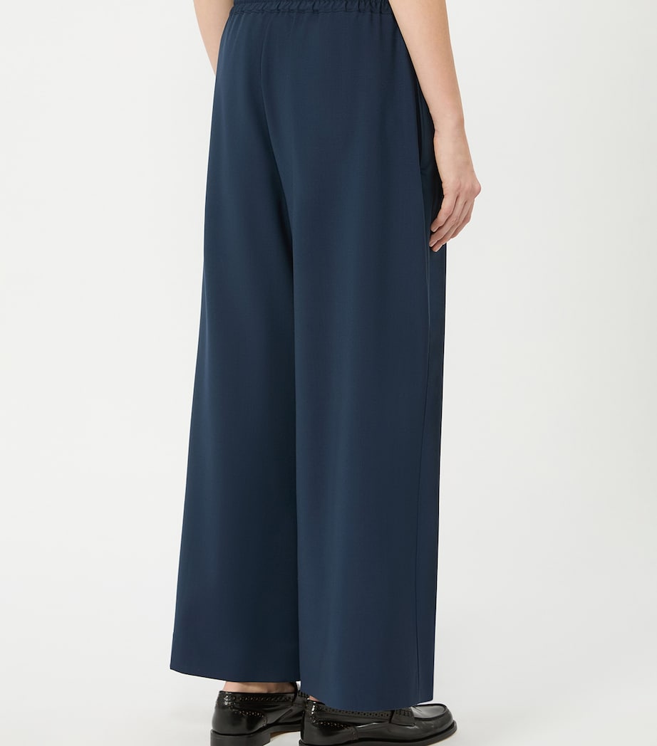 Weekend Max Mara Womens Virgin Wool Drawstring Trousers Navy Image 3