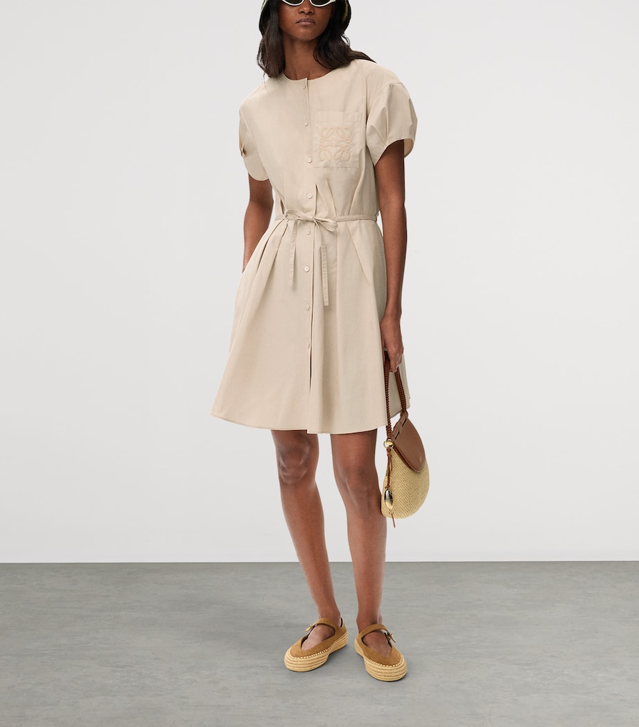 LOEWE Womens x Paula's Ibiza Cotton-Blend Anagram Shirt Dress Light Beige Image 2