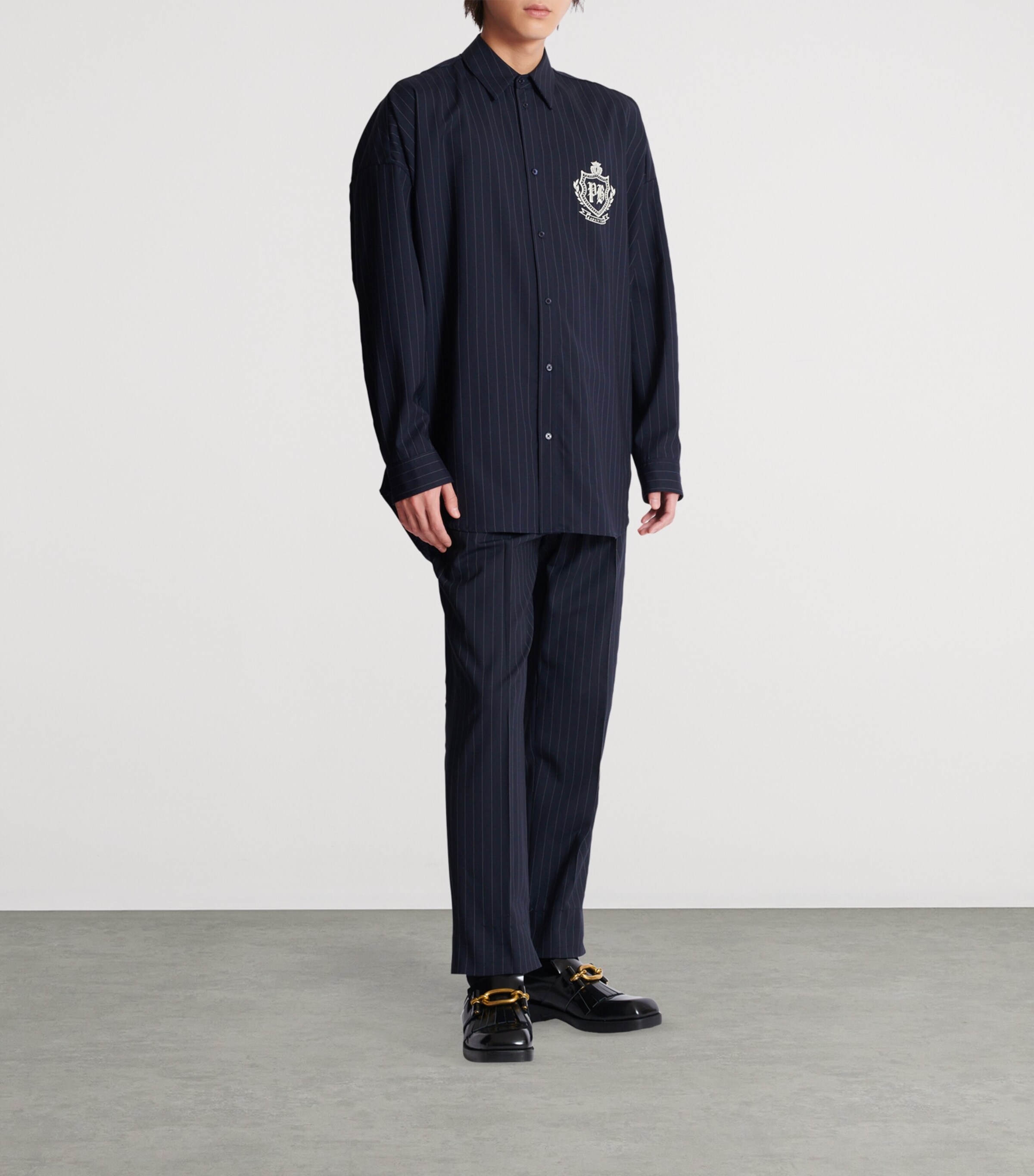 Virgin Wool College Emblem Shirt SAJ BLEU/BLANC Image 4