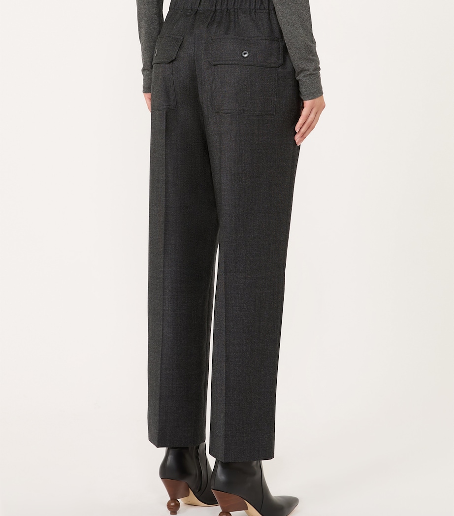 Weekend Max Mara Womens Virgin Wool-Blend Elasticated Trousers Dark Grey Image 3
