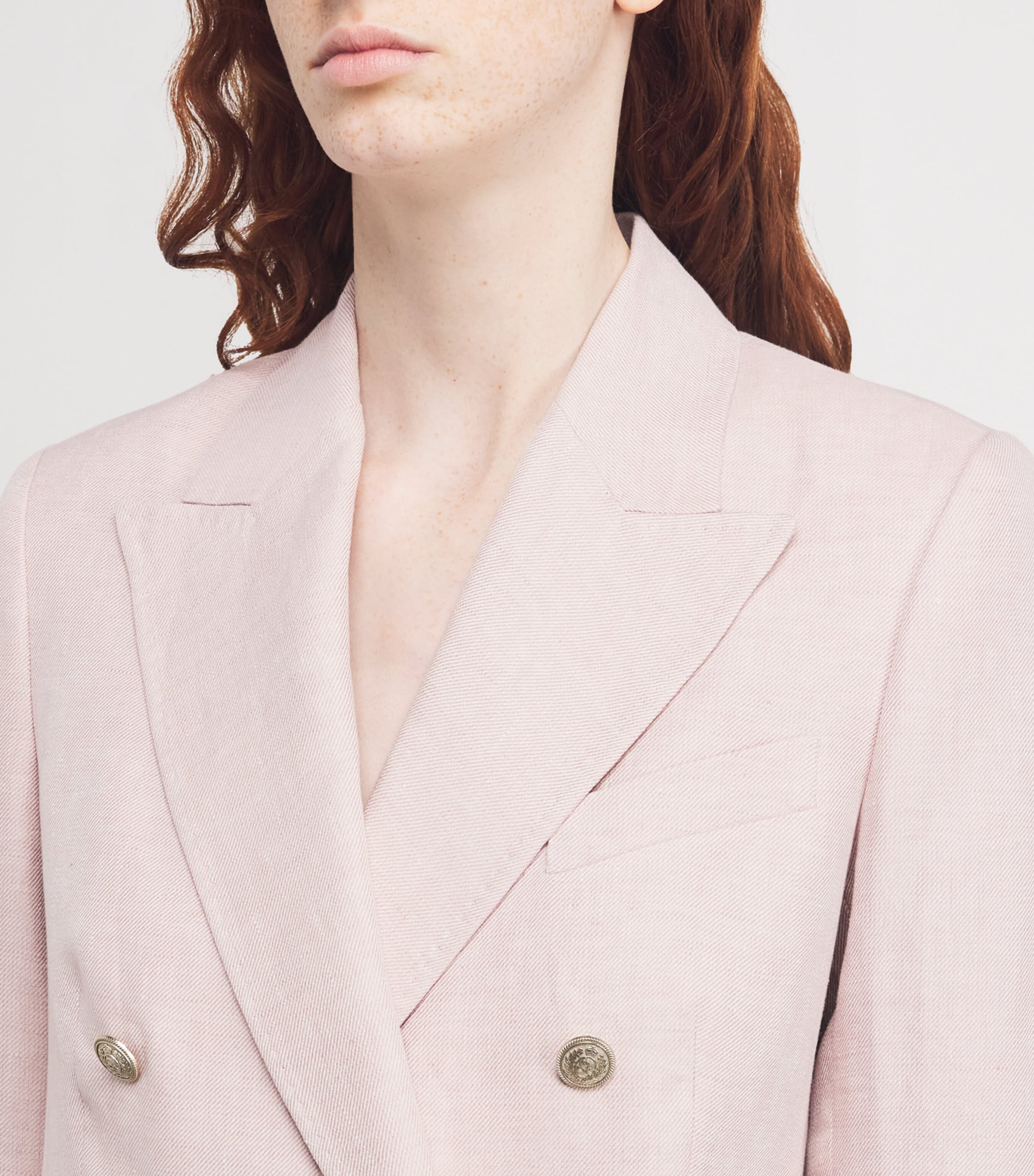 Linen Double-Breasted Blazer NUDE Image 6
