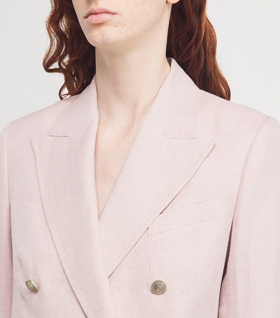 Linen Double-Breasted Blazer NUDE Image 6