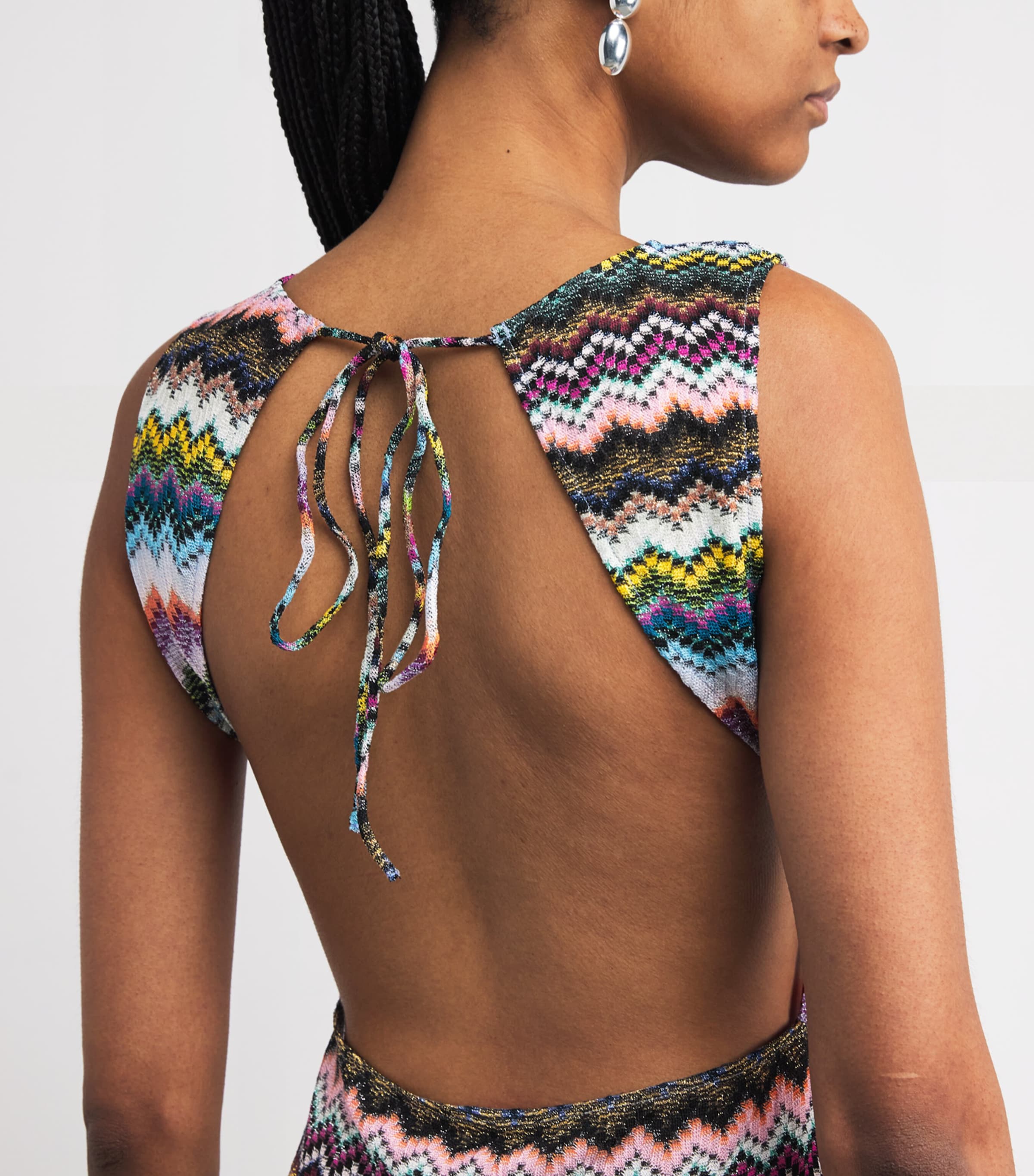 Zigzag Cut-Out Midi Dress SM9YJMULTI DARK BASE Image 6