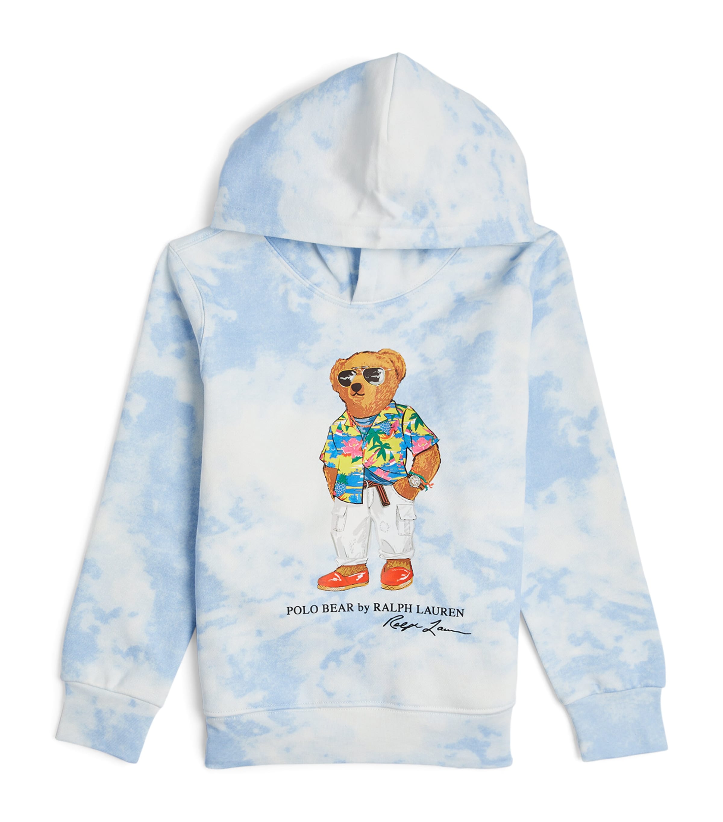 Shop Ralph Lauren Tie-dye Polo Bear Hoodie In Blue