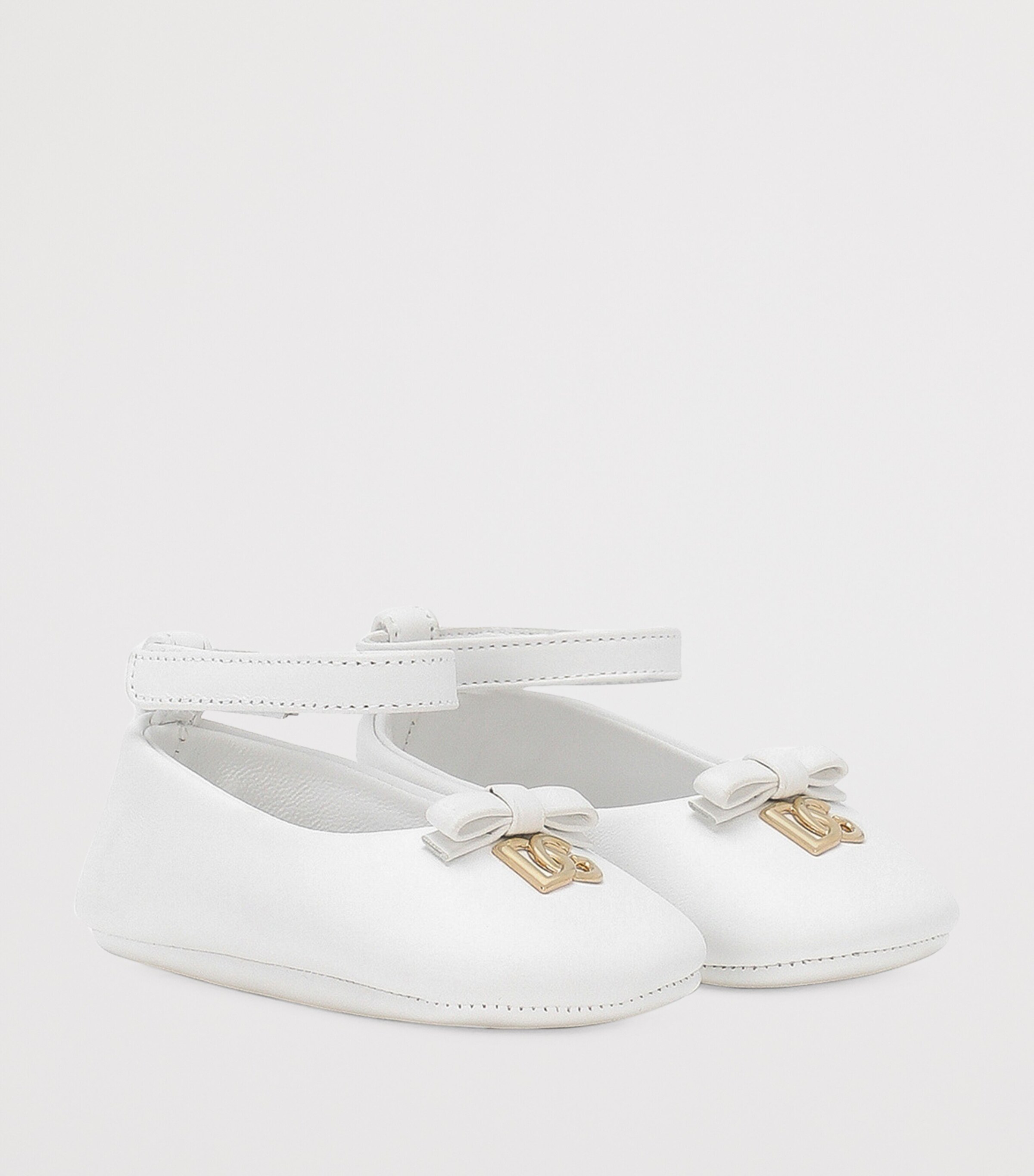 Dolce&Gabbana Kids Leather Logo Ballet Flats White Image 2