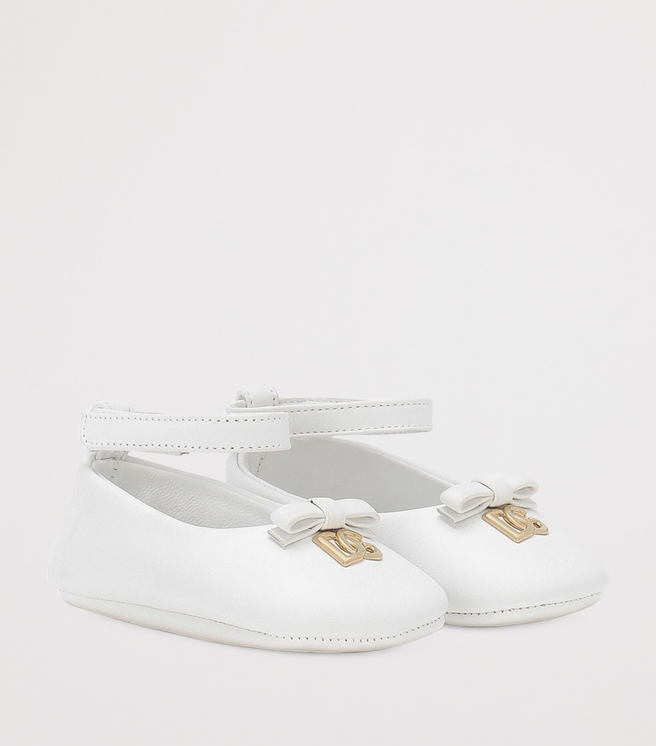 Dolce&Gabbana Kids Leather Logo Ballet Flats White Image 2