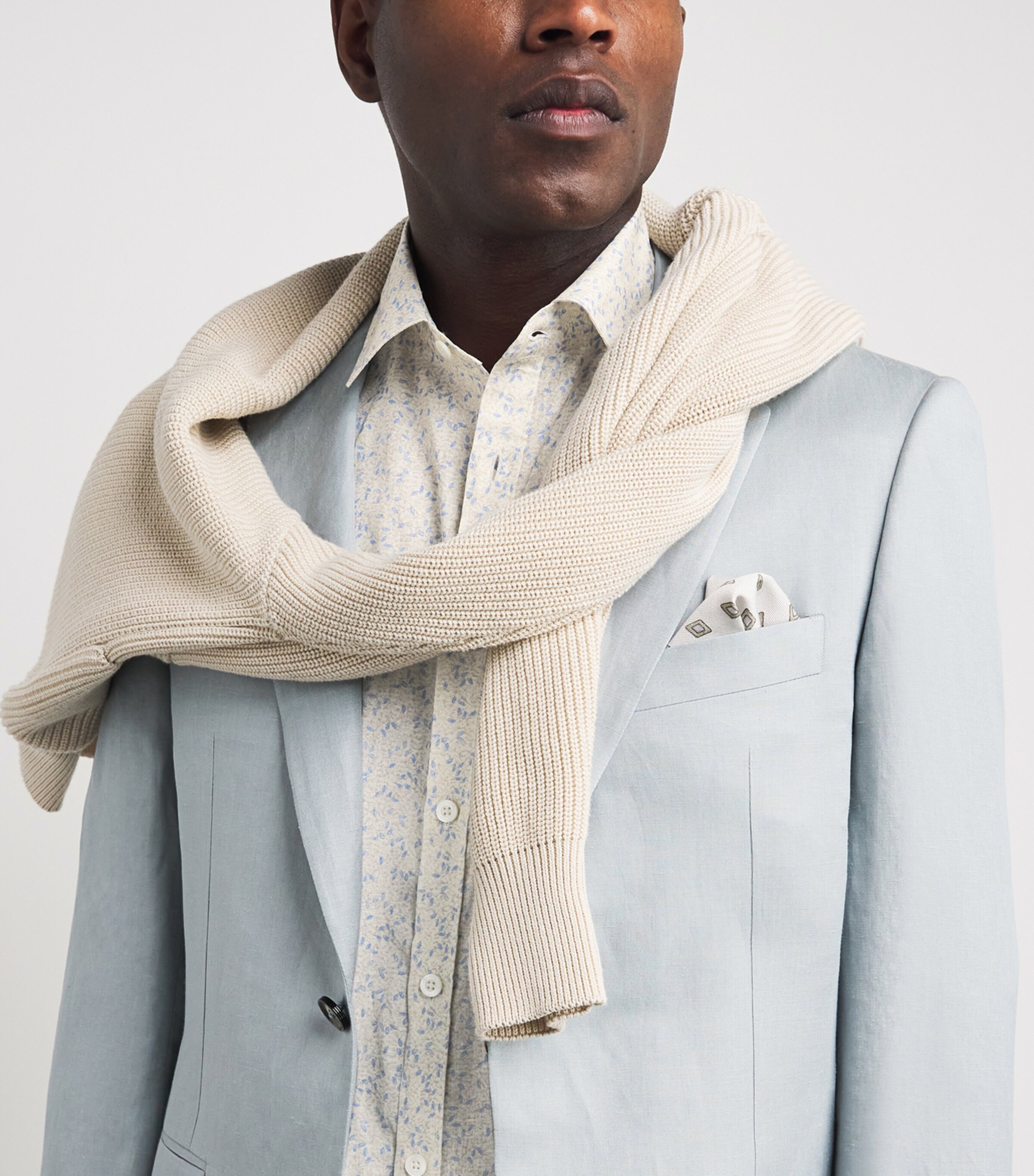 Canali Mens Linen-Cotton Printed Shirt Image 3