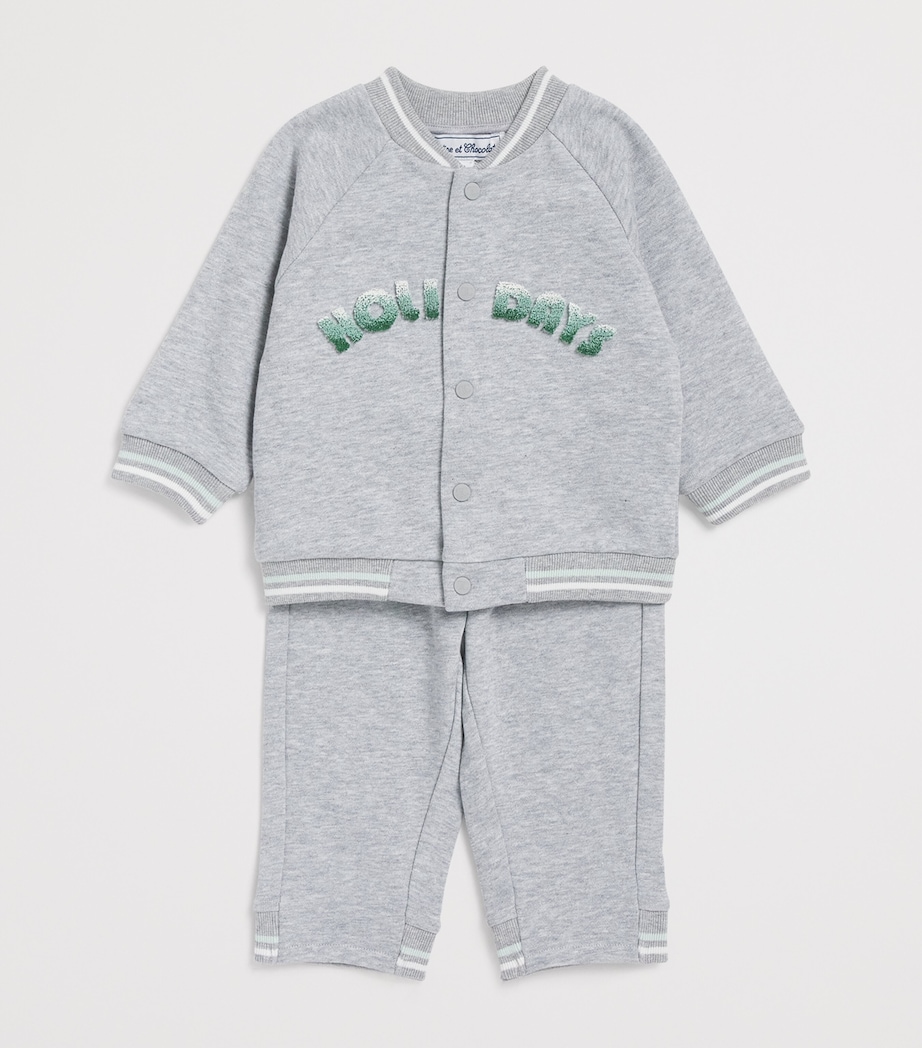 Cotton Appliqué Track Jacket and Sweatpants Set (3 Months – 5 Years) 22GRIS CHINÉ Image 3