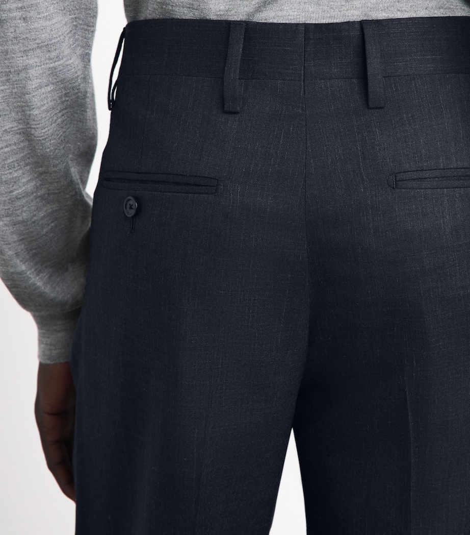 Lardini Mens Virgin Wool-Blend Suit Trousers Navy Image 3