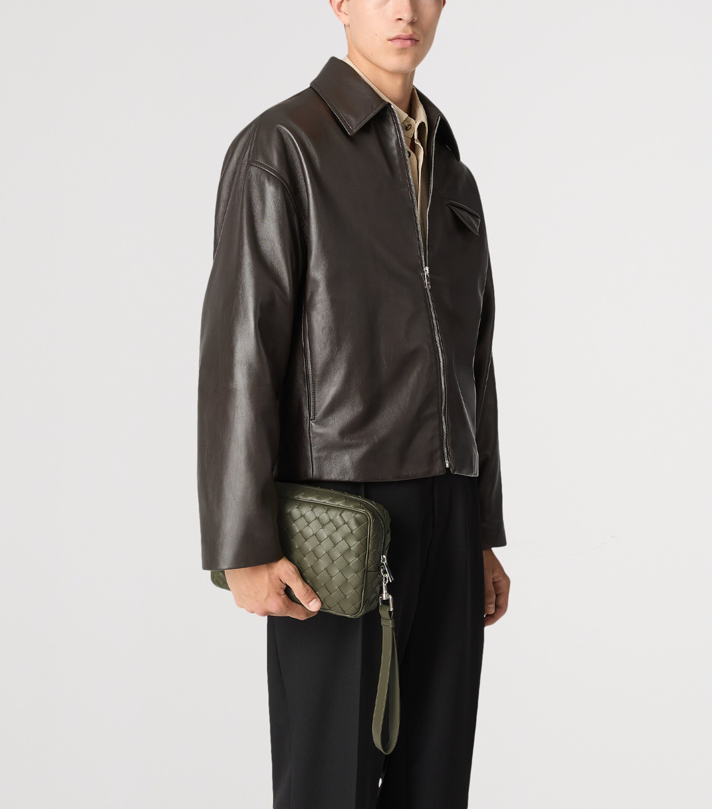 Bottega Veneta Leather Intrecciato Pouch Image 2