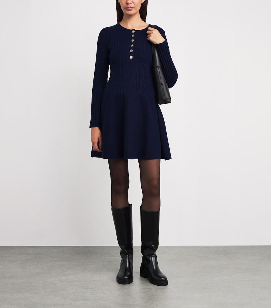 Ribbed Knitted Mini Dress NAVY Image 2
