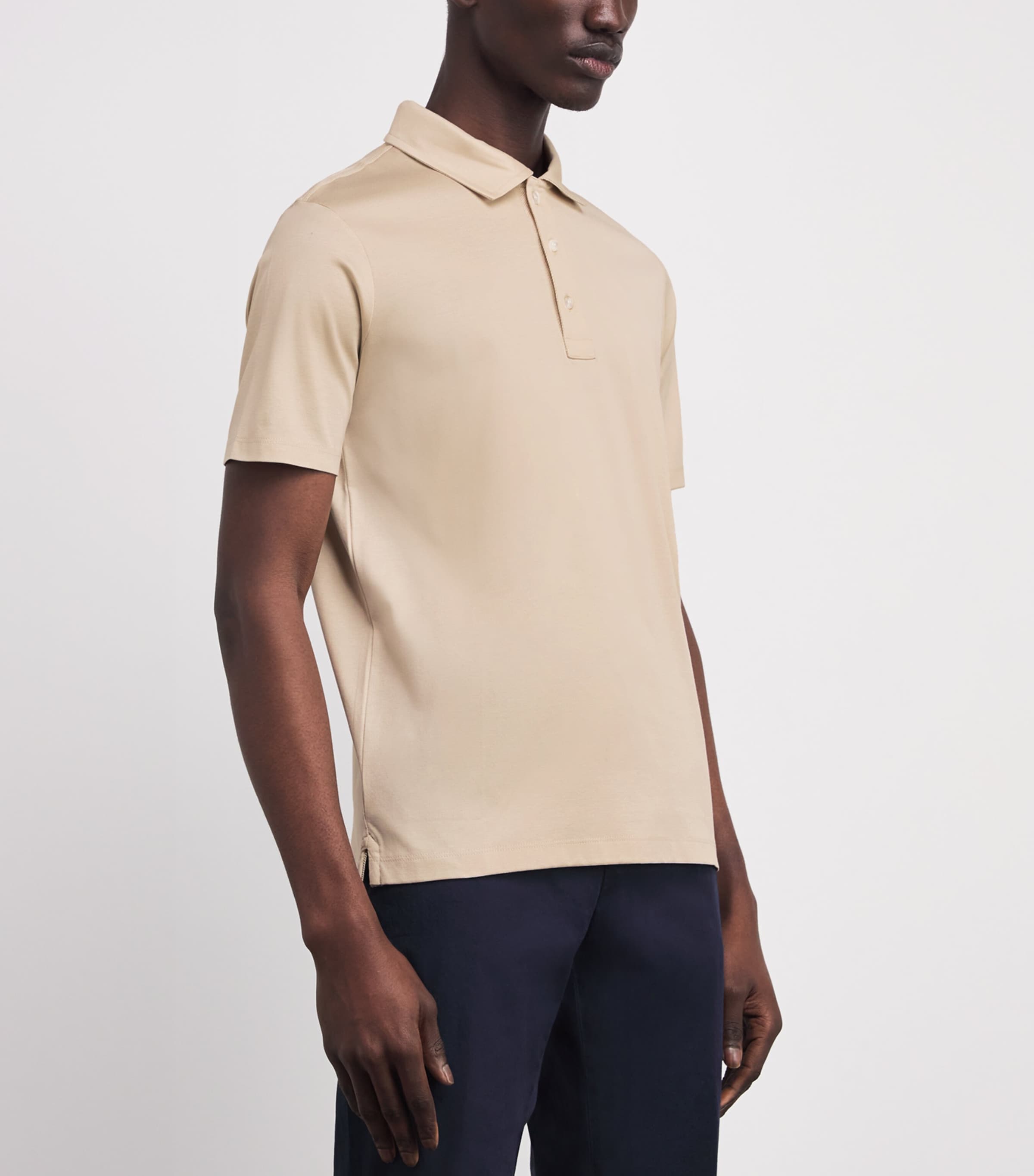 Aqua Touch Cotton Interlock Polo Shirt 348 BEIGE Image 3