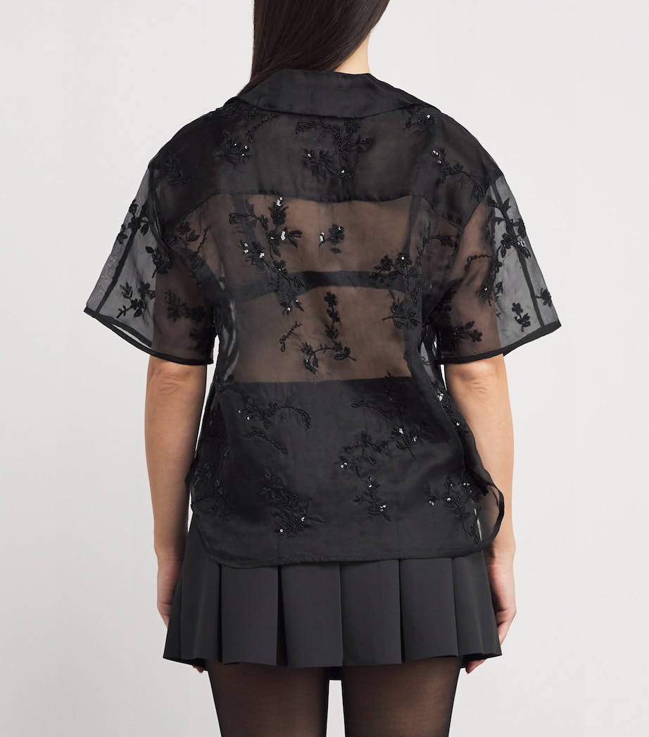 Embellished Organza Shirt 099 BLACK Image 4