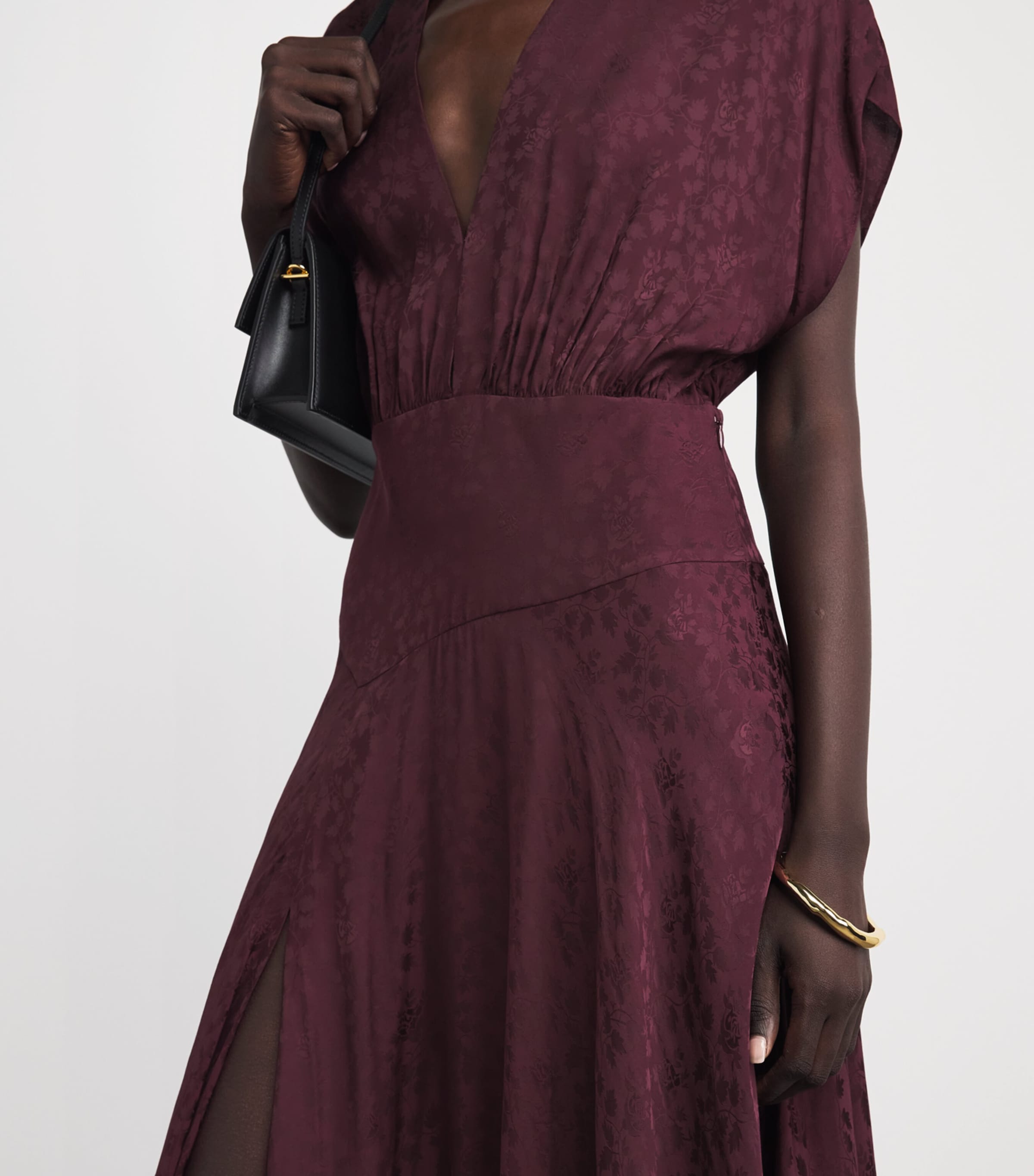Maje Womens Jacquard Maxi Dress Burgundy Image 3