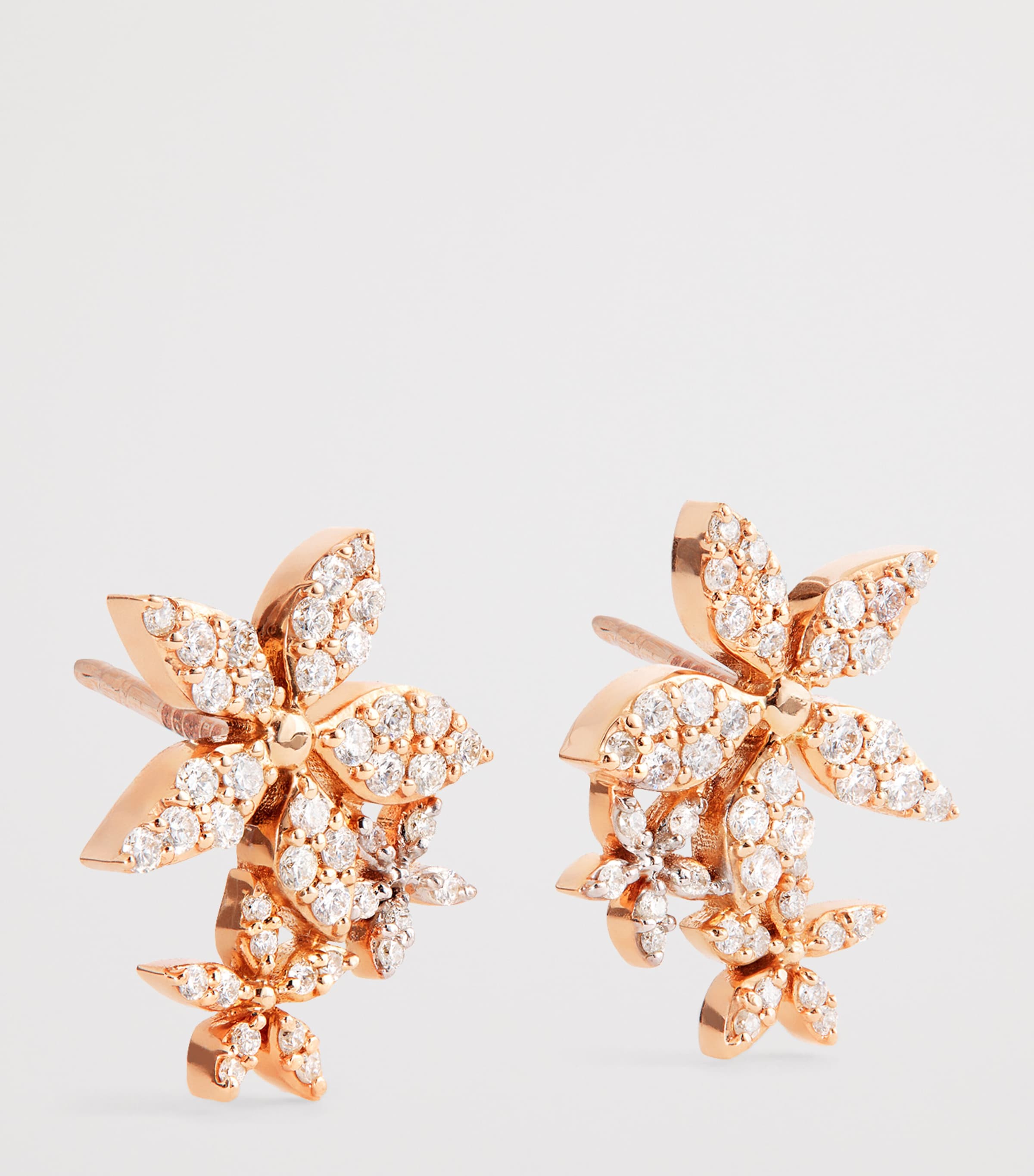 Rose Gold and Diamond Apple Seed Stud Earrings ROSE GOLD Image 3