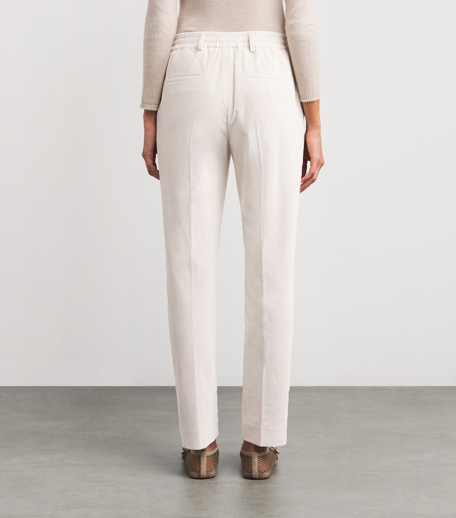 Corduroy Drawstring Straight Trousers AVORIO Image 4