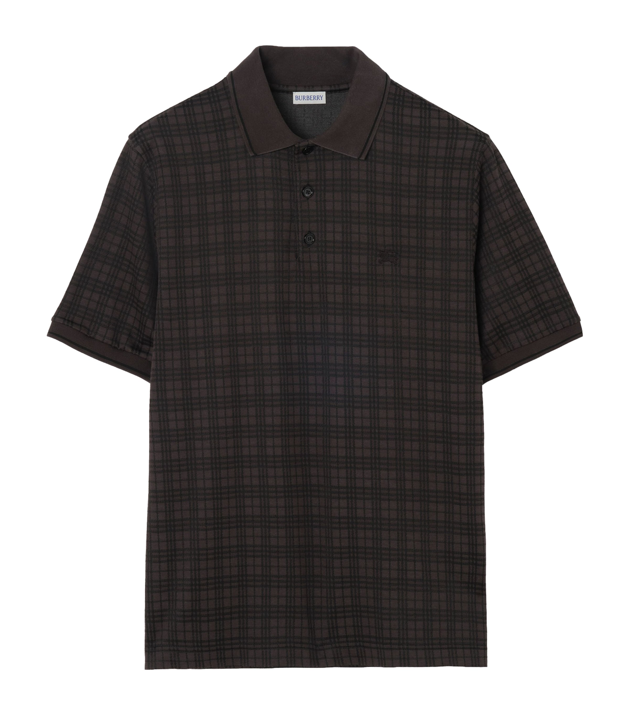 Burberry Mens Jacquard EKD Polo Shirt Coal Grey Ip Check Image 1
