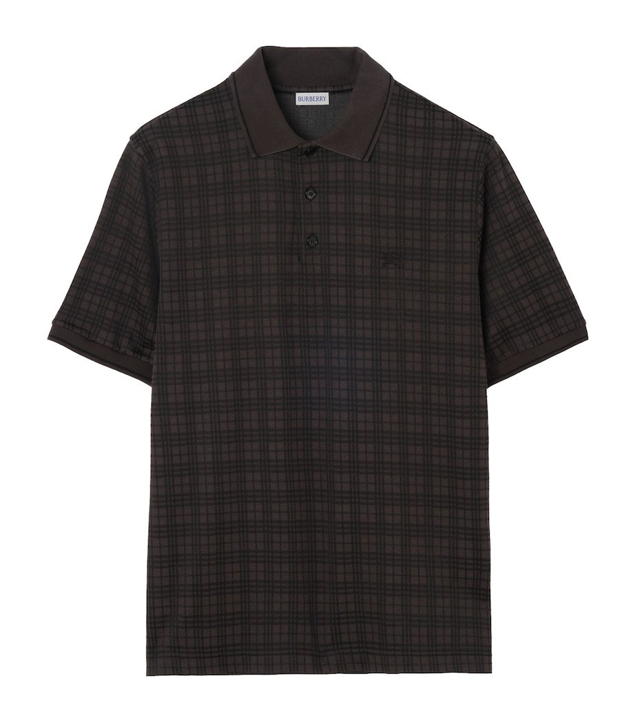 Burberry Mens Jacquard EKD Polo Shirt Coal Grey Ip Check Image 1