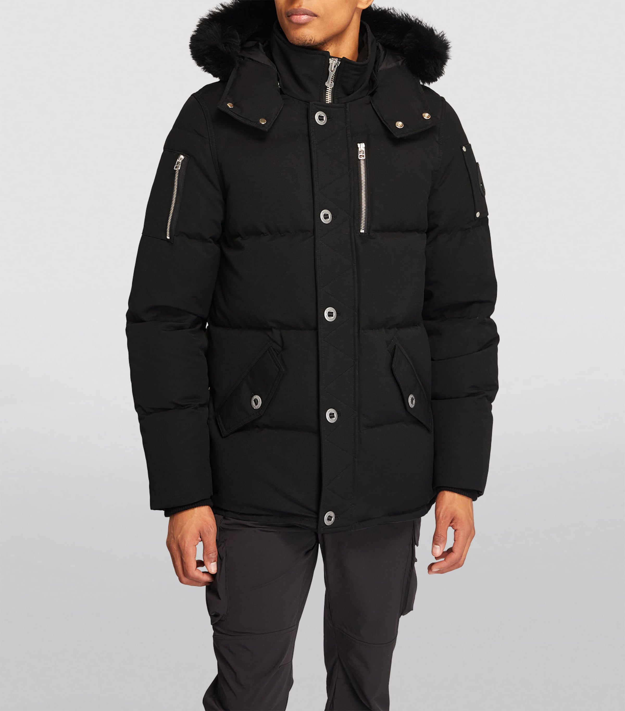 Shearling-Collar Puffer Jacket BLK W/BLK SH - 305 Image 2