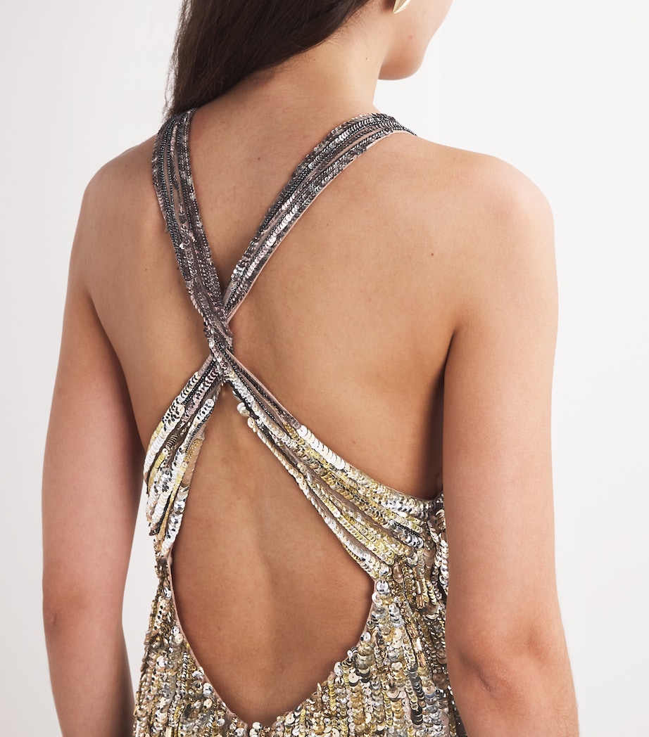Jenny Packham Womens Embellished Brilliance Paris Mini Dress Desert Sand Image 4