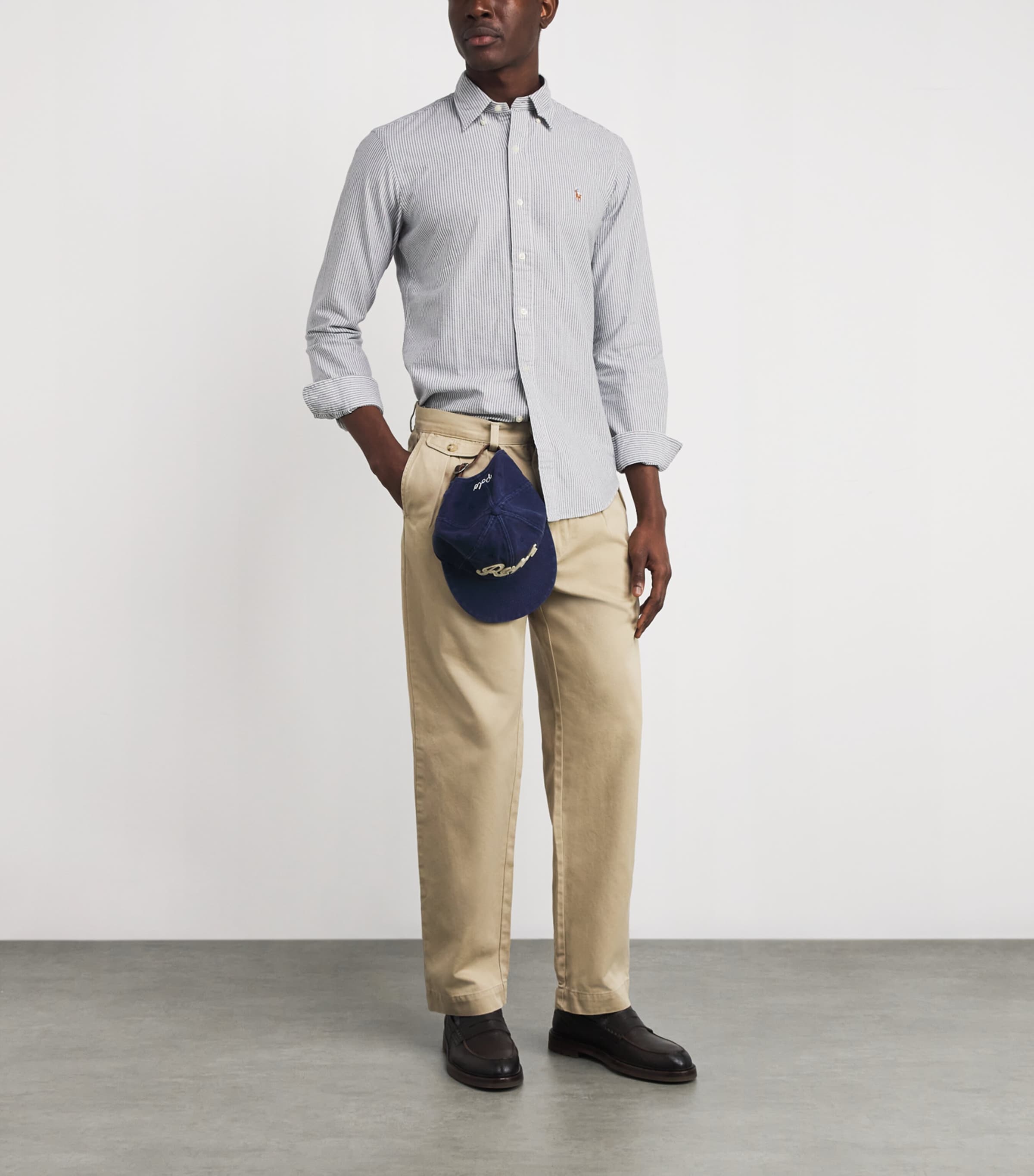 Custom Fit Stripe Oxford Shirt SLATE WHITE Image 2