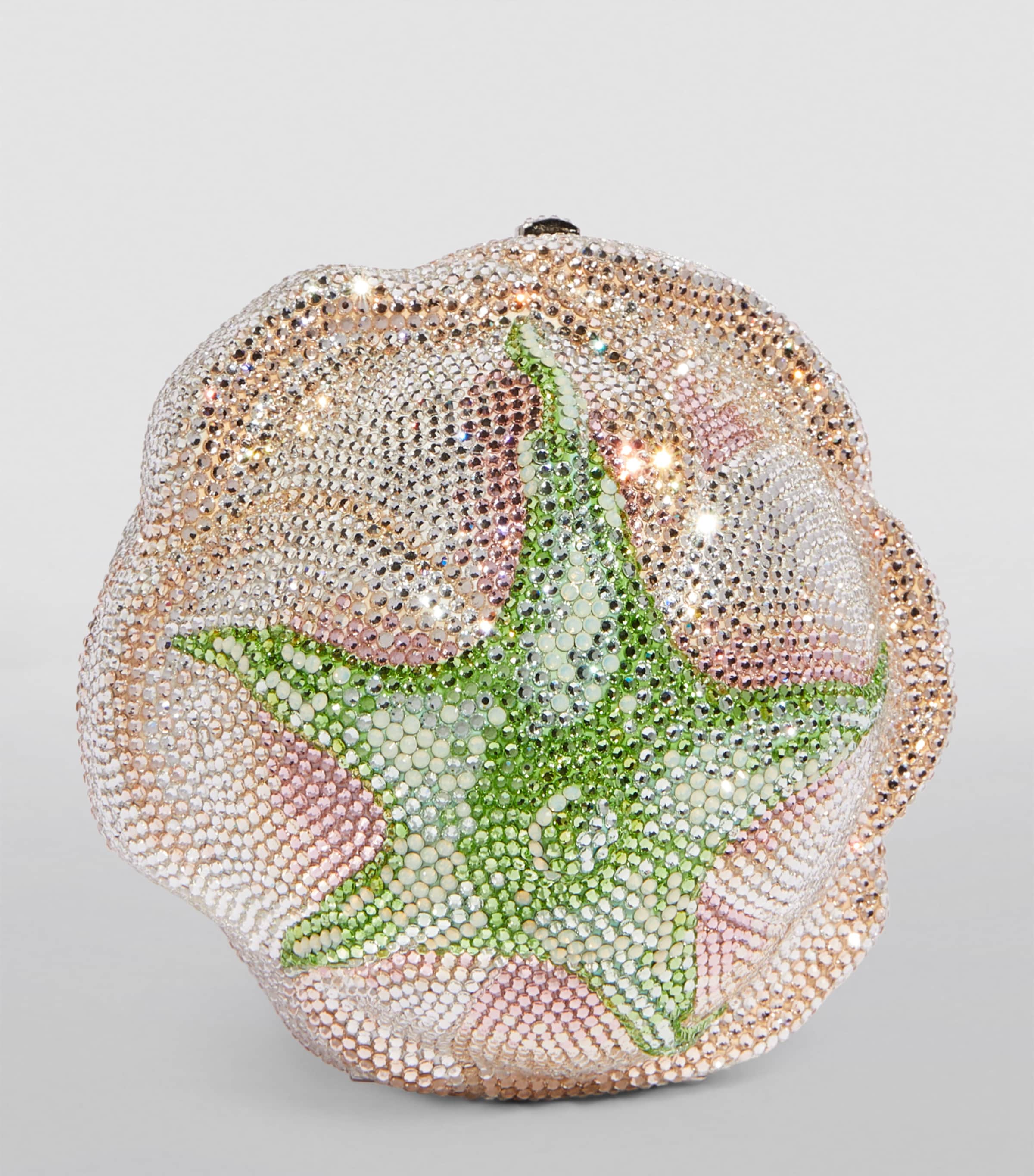 Judith Leiber Crystal-Embellished Rose Clutch Bag Sbhmt Silver Blush Image 2