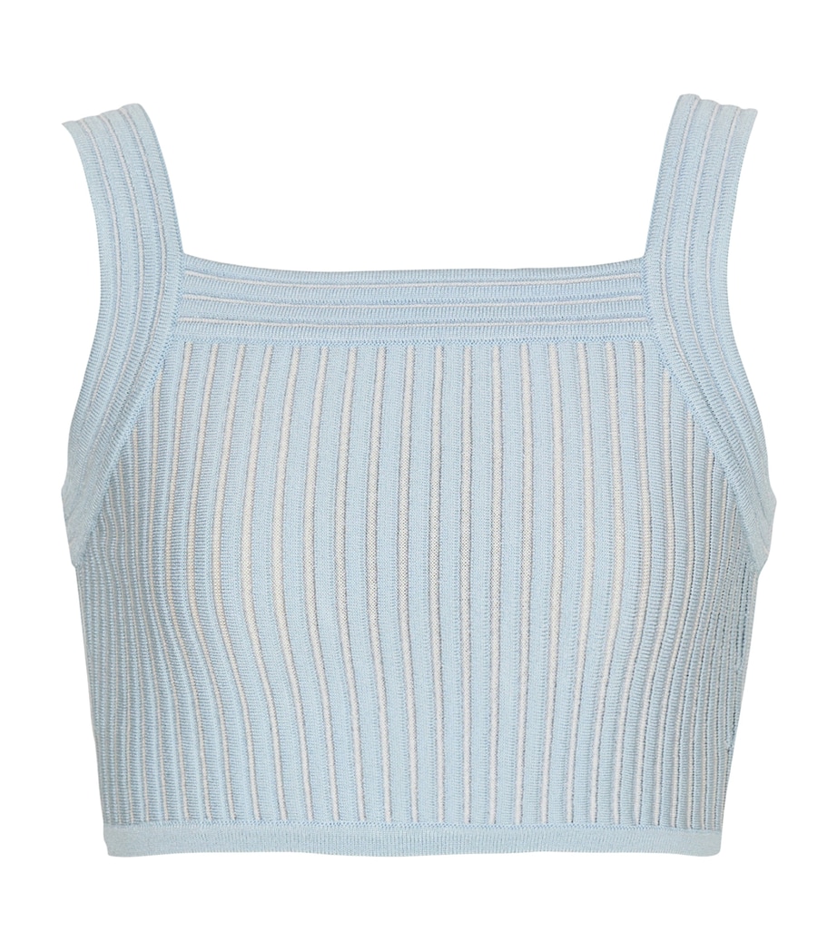 Knitted Stripe Crop Top SOM BLEU/BLANC Image 1