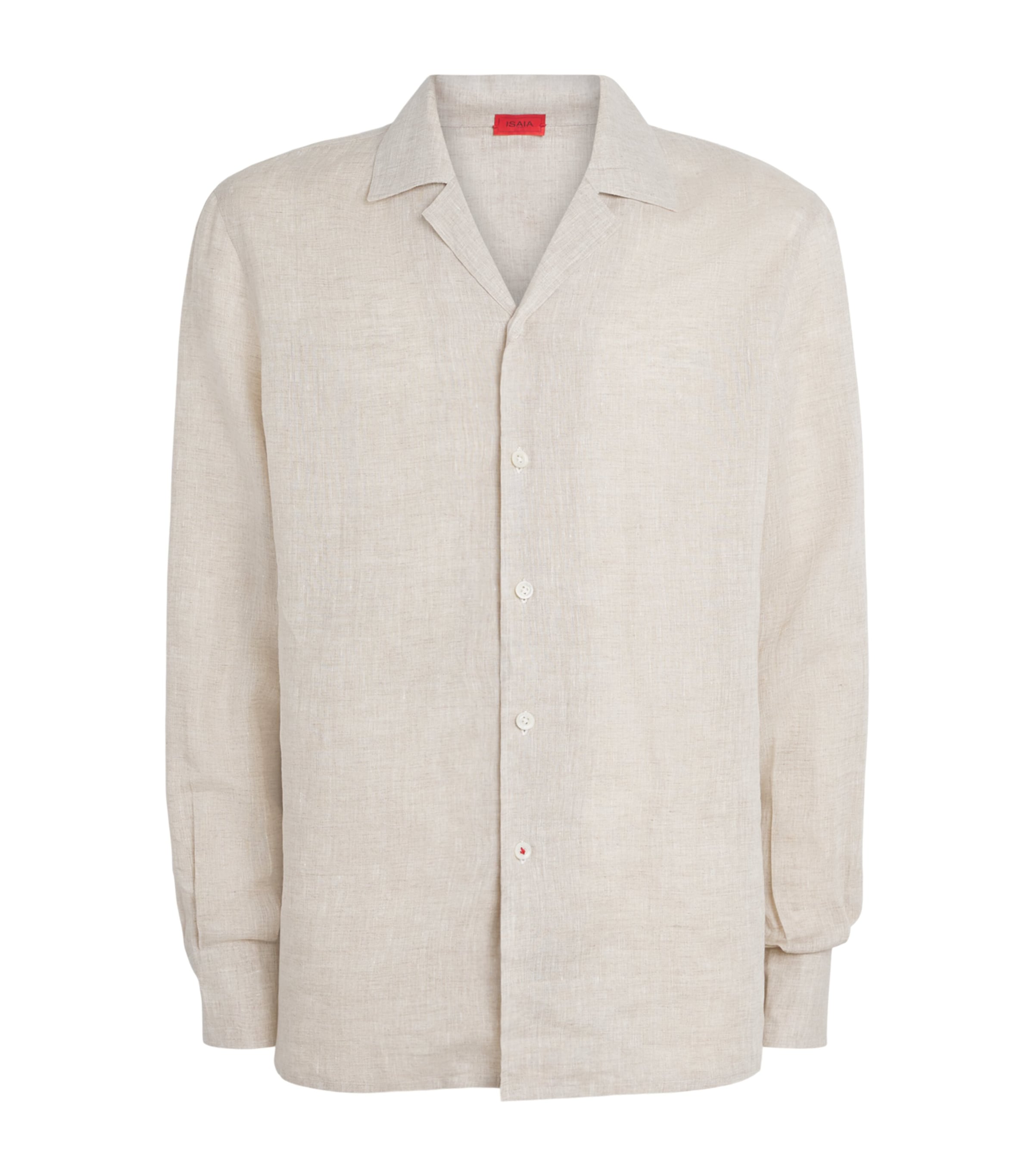 Isaia Mens Linen Camp-Collar Shirt Image 1
