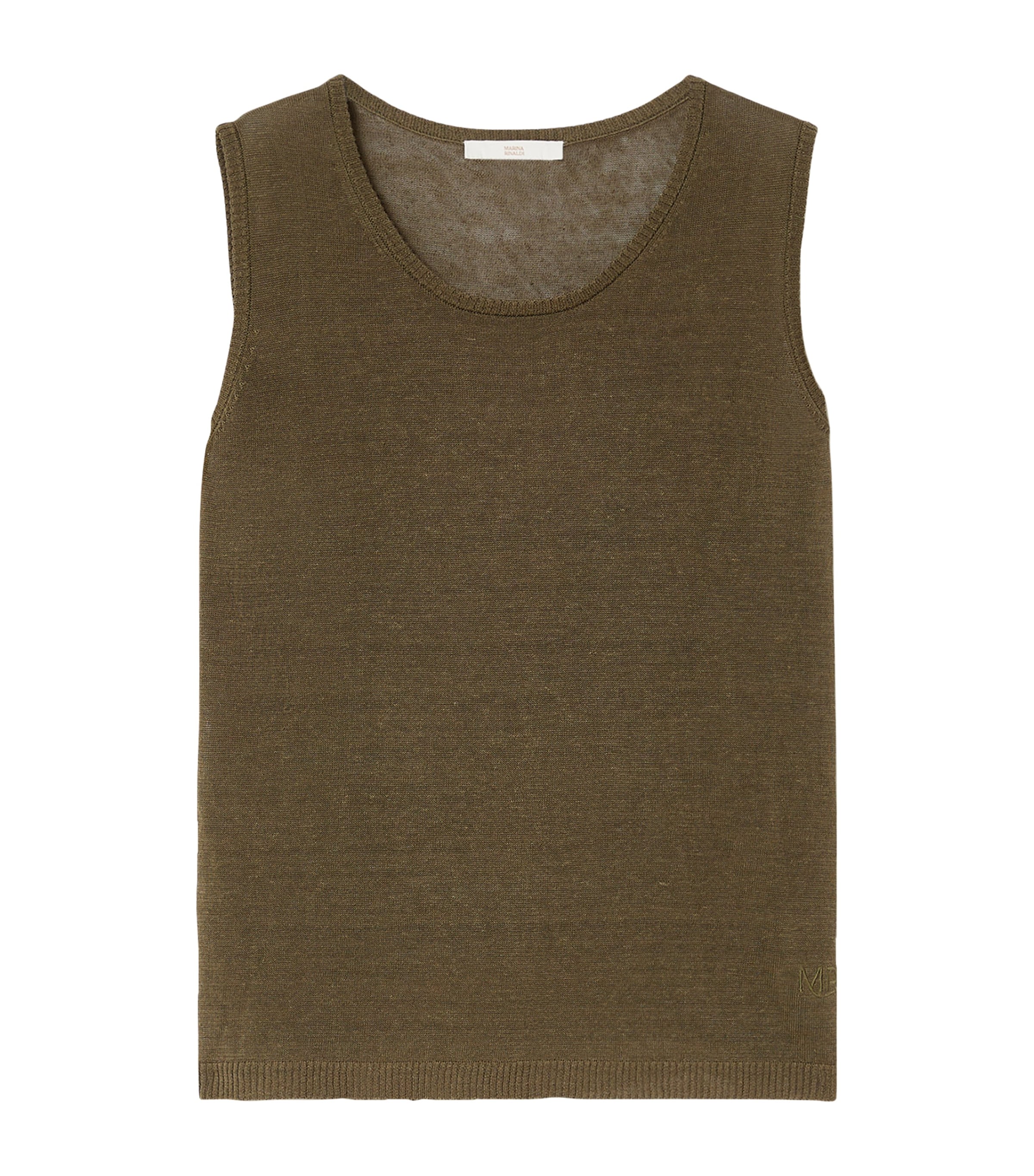 Marina Rinaldi Womens Linen Knitted Tank Top Olive Green Image 1