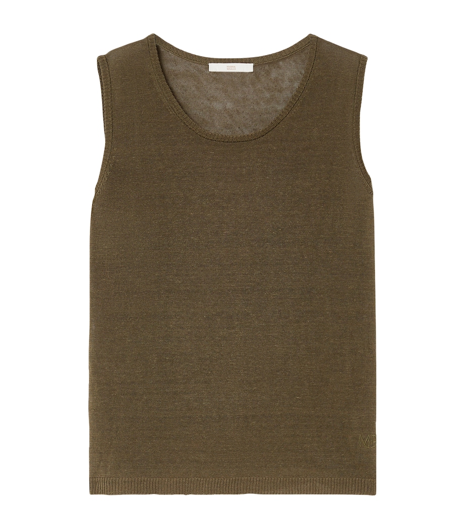Marina Rinaldi Womens Linen Knitted Tank Top Olive Green Image 1