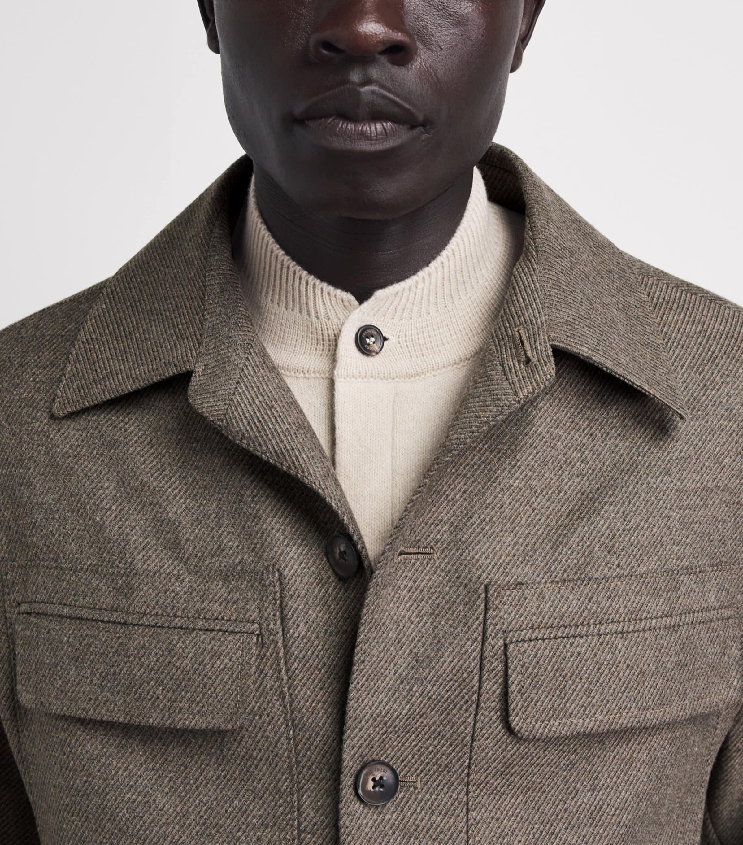 Pal Zileri Mens Twill Overshirt Light Brown Image 3