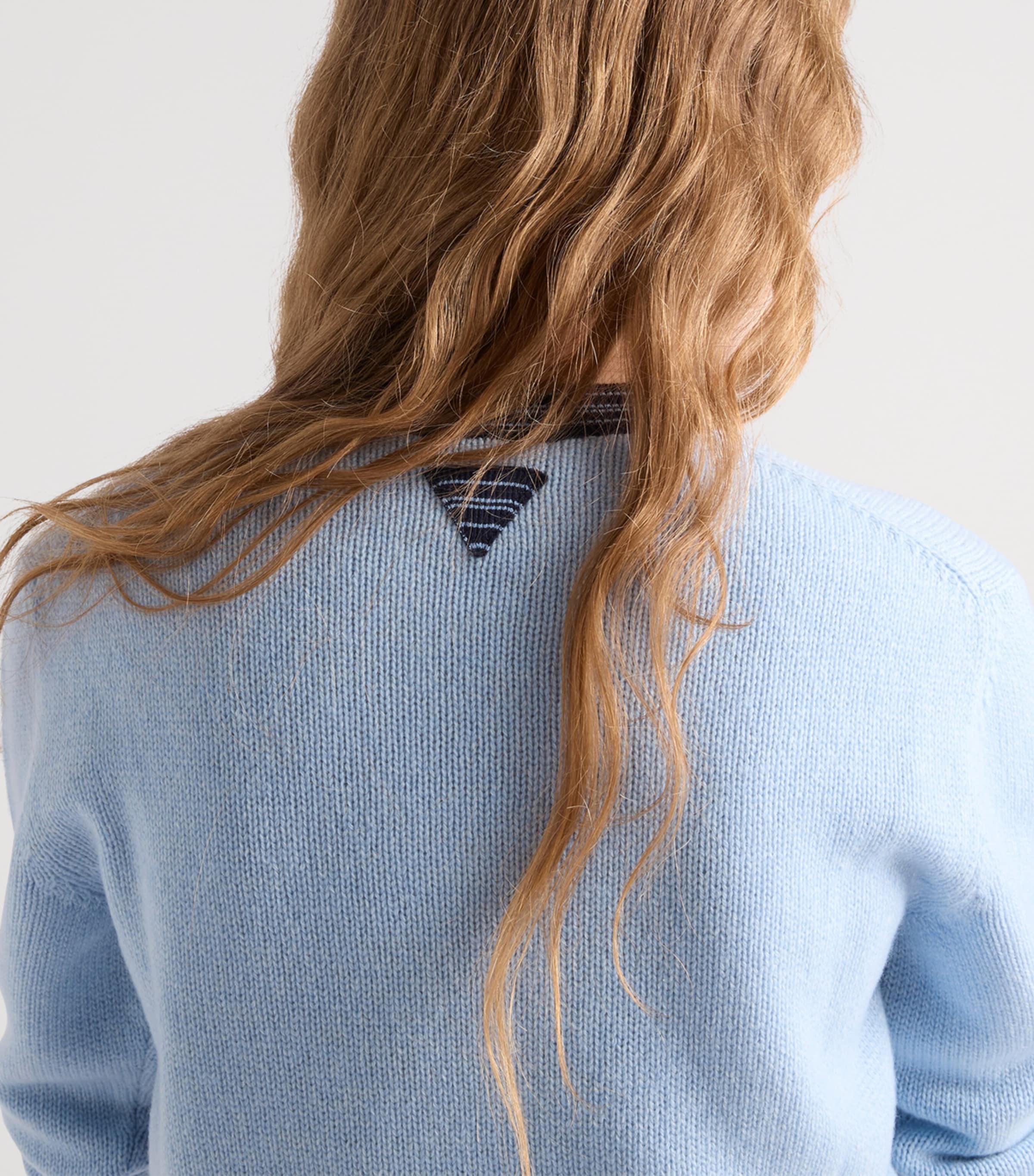 Prada Womens Cashmere-Blend Sweater Light Blue Image 4