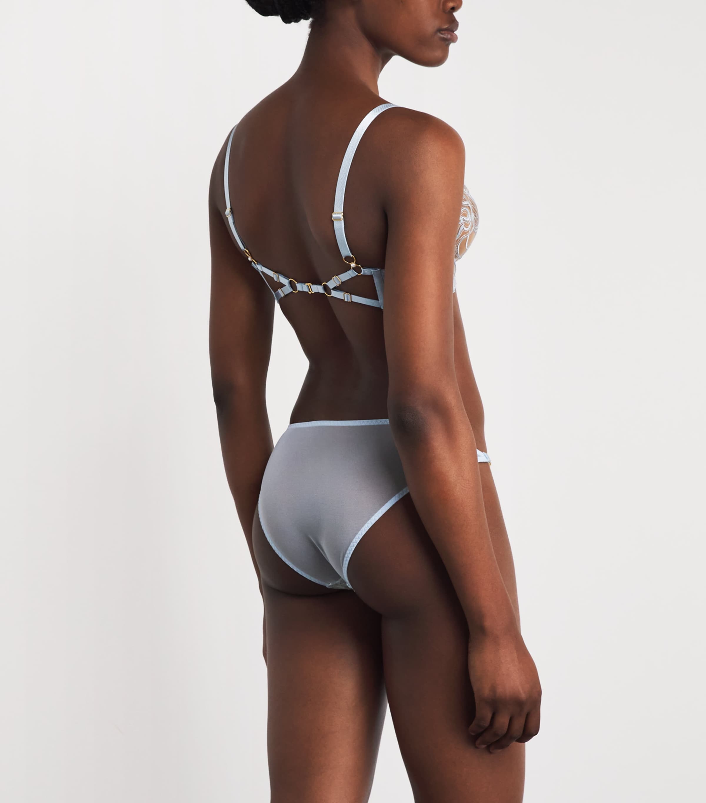 Bordelle Womens Embroidered Pearl Briefs Dusty Blue Image 3