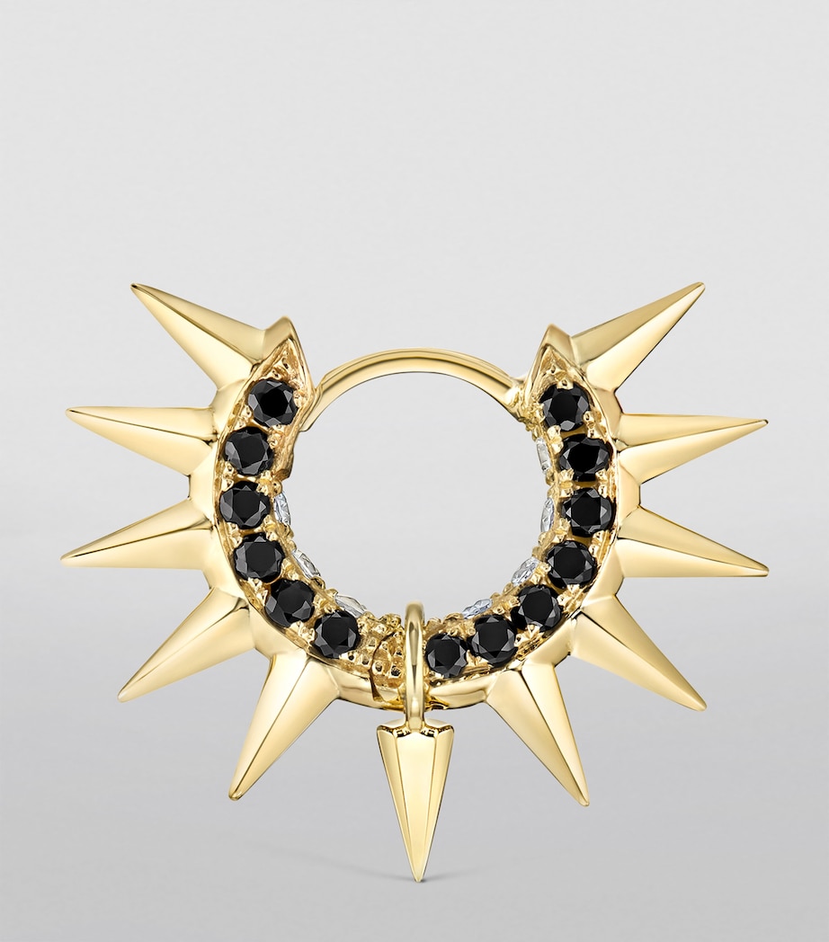 Yellow Gold and Diamond Metal Mohawk Hoop Earring (6.5mm) YELLOW GOLD Image 4