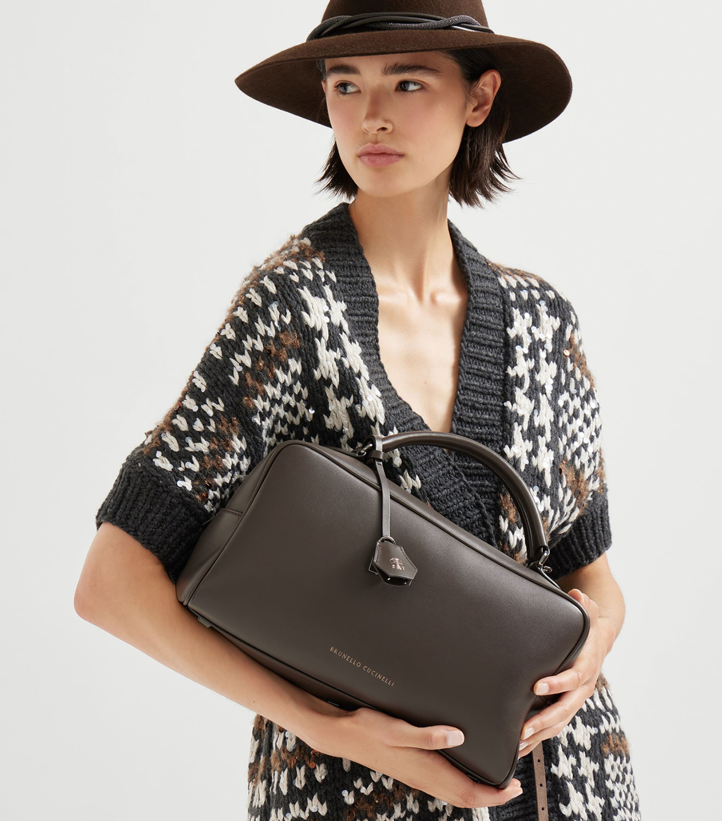 Leather Explorer Boston Top-Handle Bag C8279 Image 3