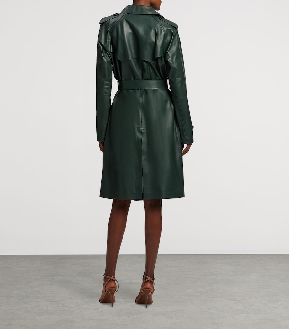 Leather Trench Coat DARK RACING GREEN Image 9