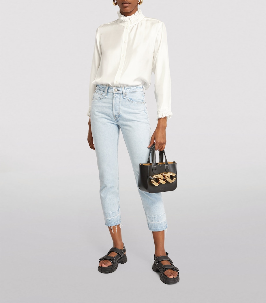 Silk Gathered-Collar Shirt ECRU Image 2