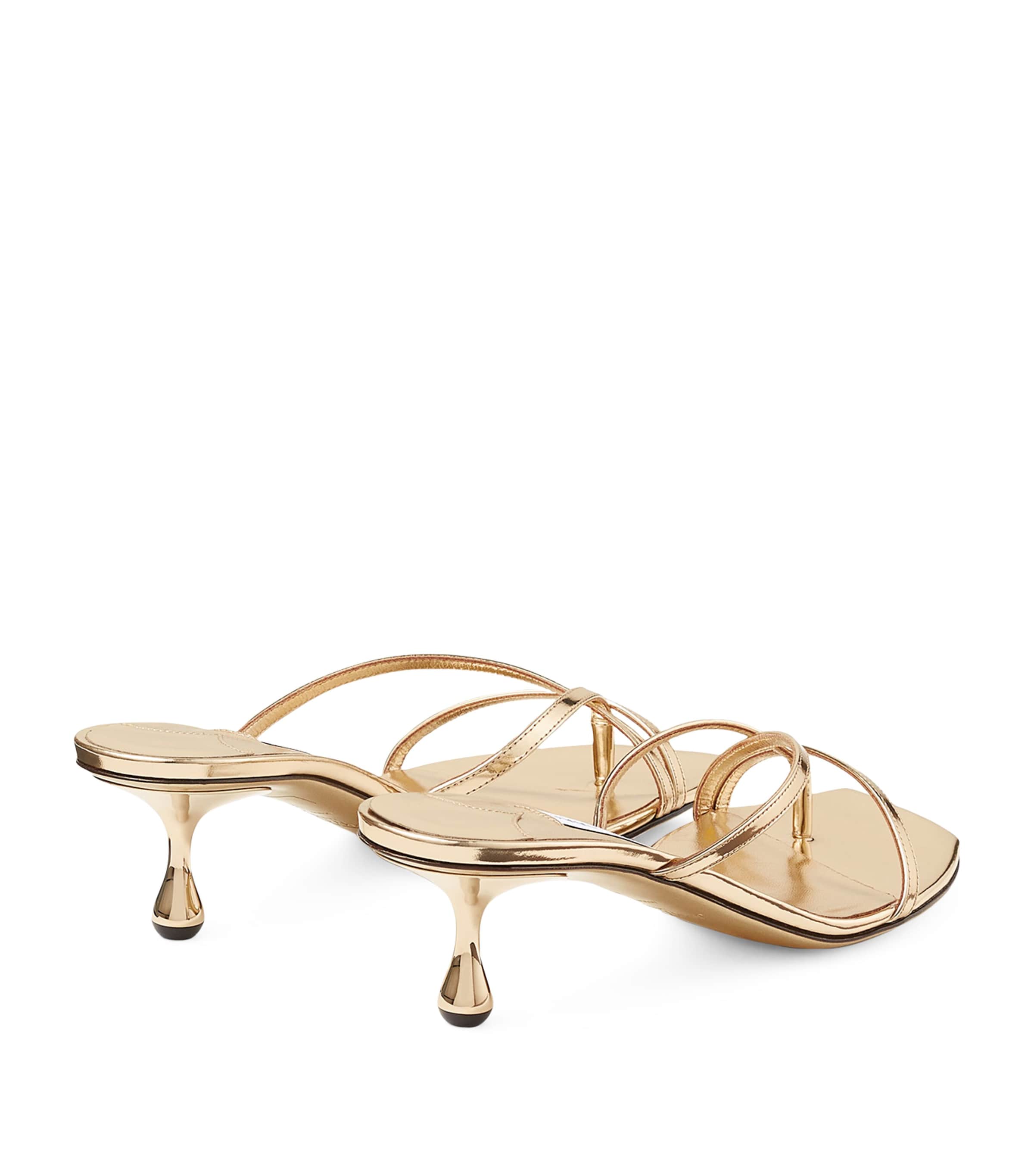 Jimmy Choo Gold Etana 50 Leather Heeled Mules | Harrods US