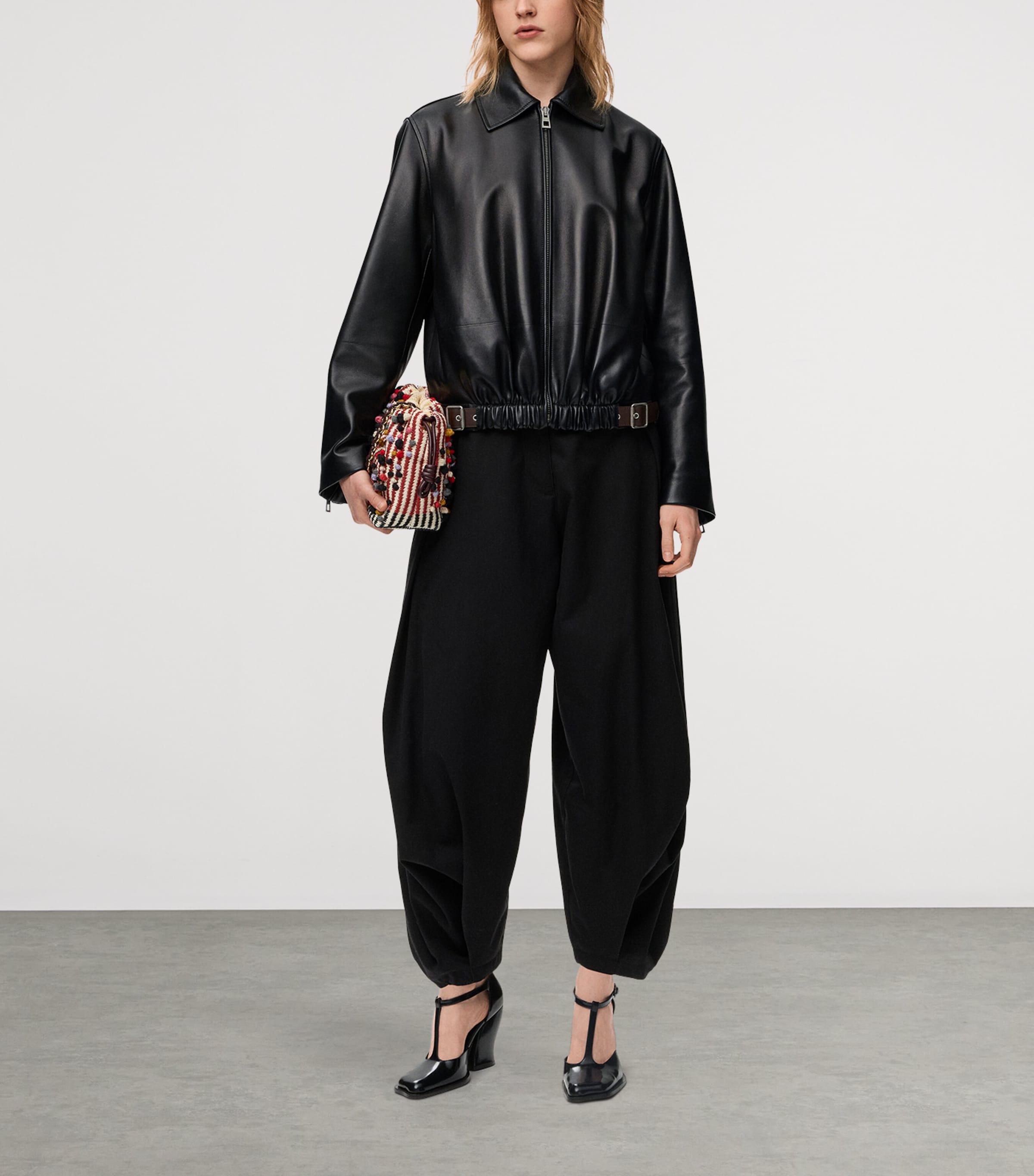 Leather Buckled Shirt Jacket BLACK Image 2