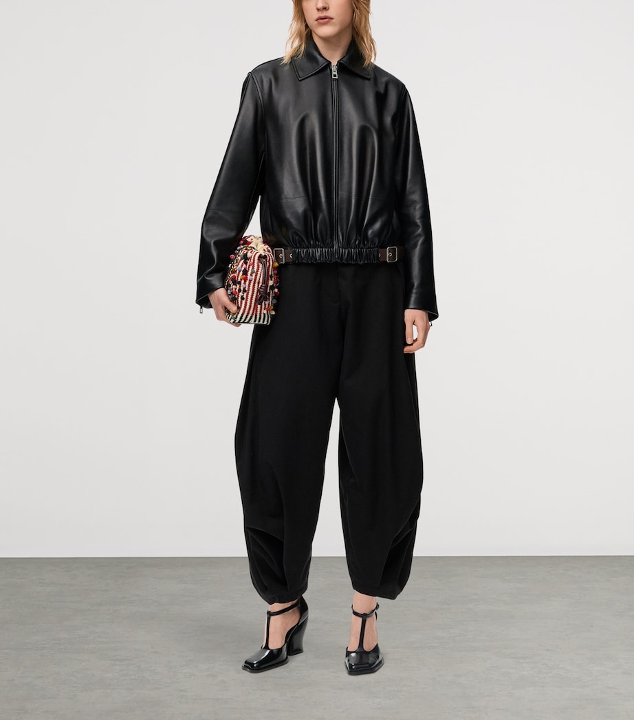 Leather Buckled Shirt Jacket BLACK Image 2