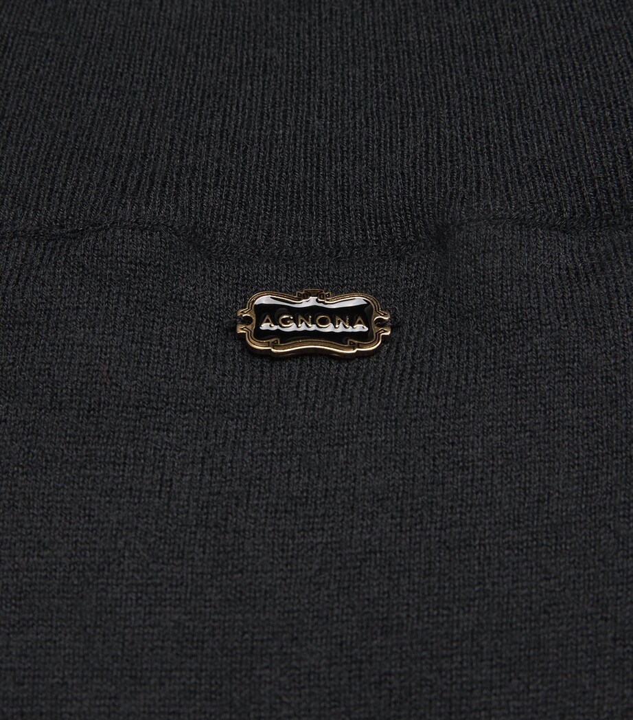 Agnona Womens Cashmere Short-Sleeve Sweater Black Image 5