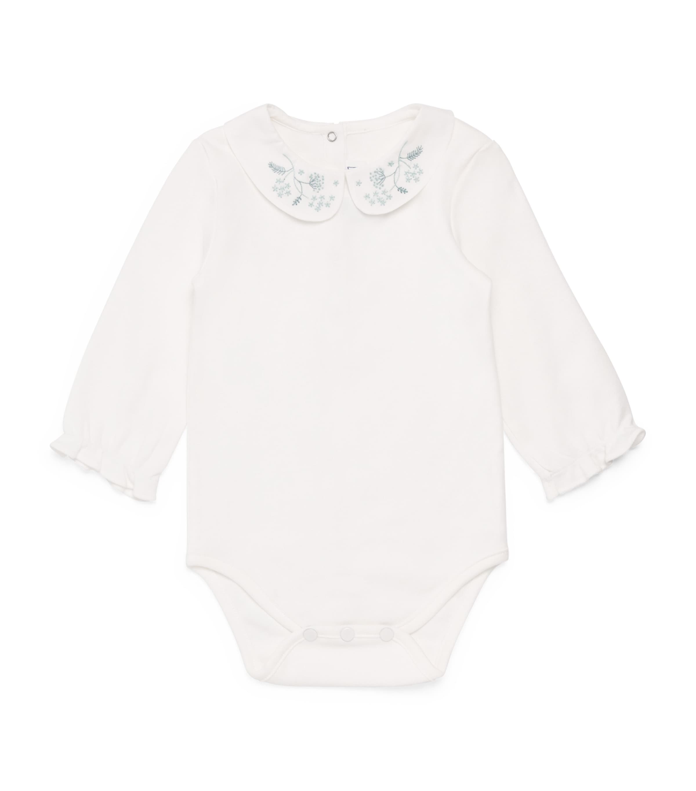 Tartine Et Chocolat Cotton Embroidered Bodysuit In Gray