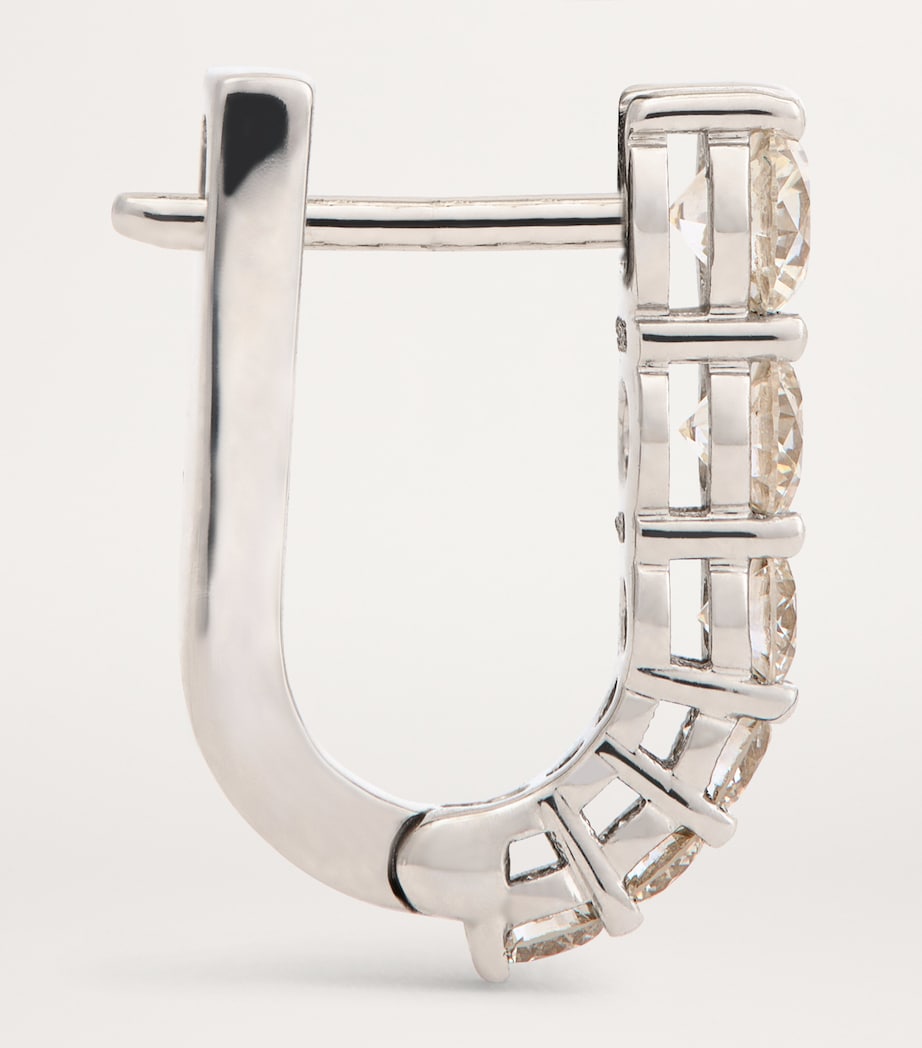 White Gold and Diamond Aria U Huggie Earrings WHITE GOLD Image 4