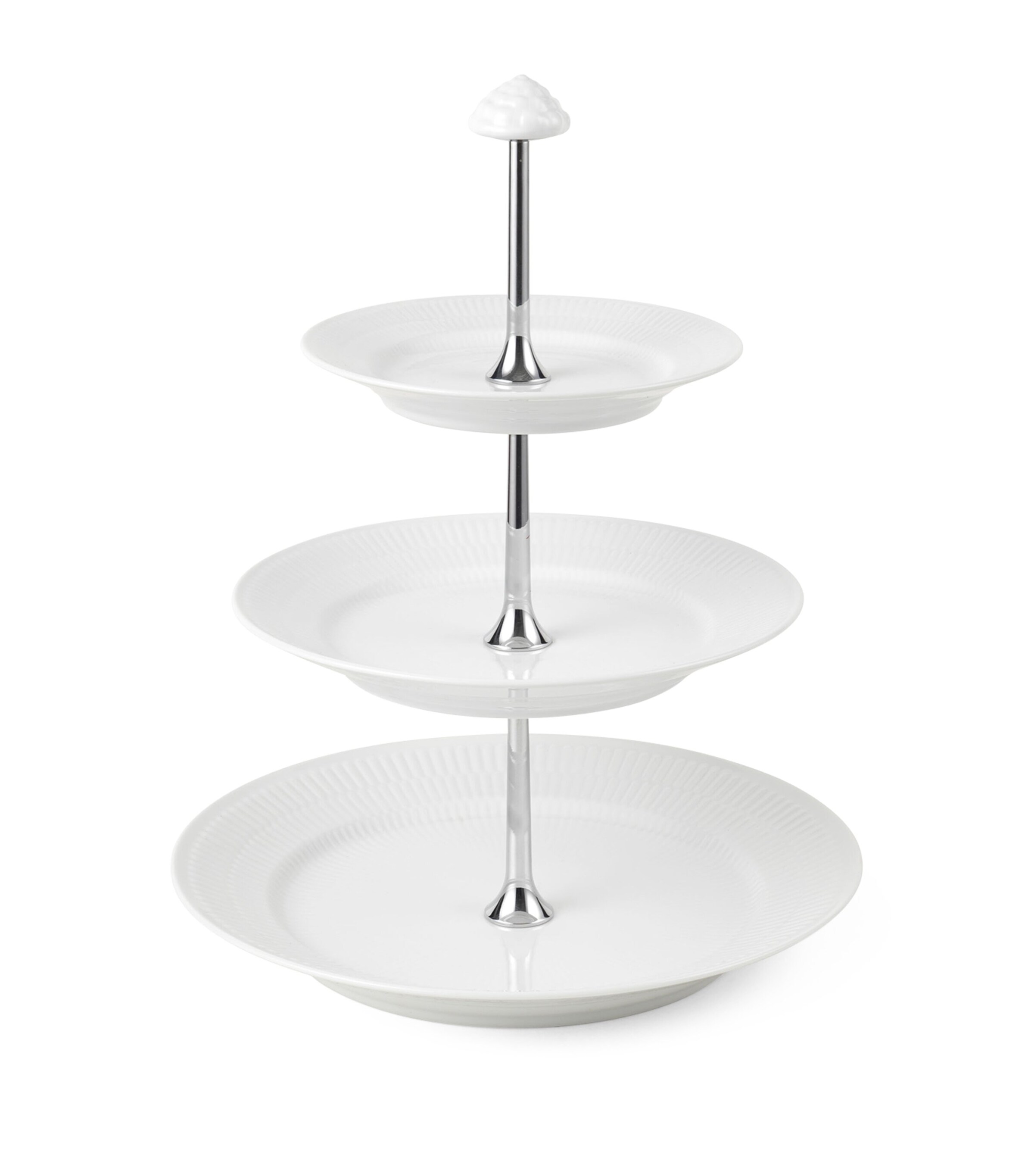 Royal Copenhagen Porcelain White Fluted 3-Layer Étagère (35cm) White Image 4