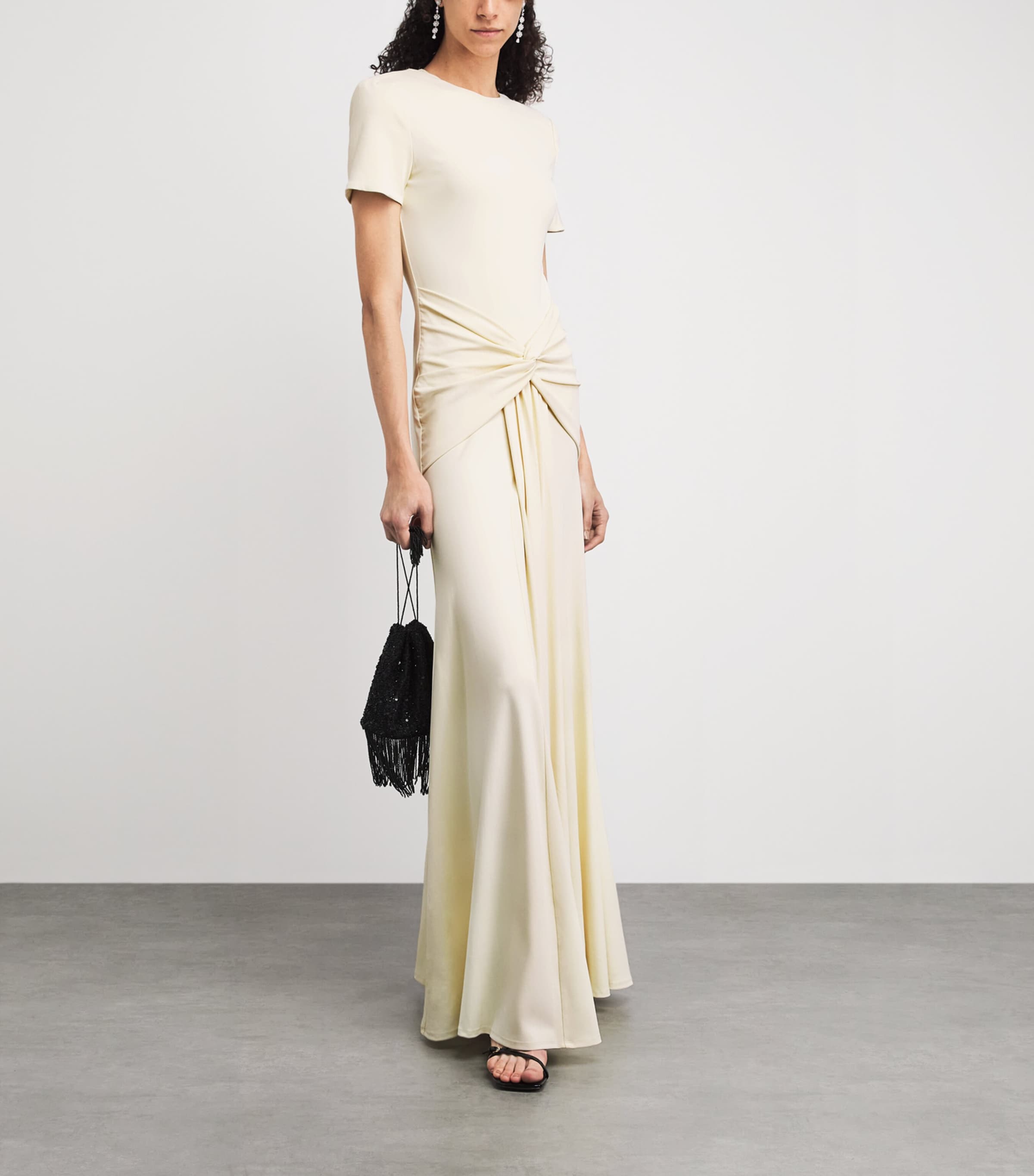 Roland Mouret Womens Jersey Draped Waterfall Maxi Dress Yellow Image 2