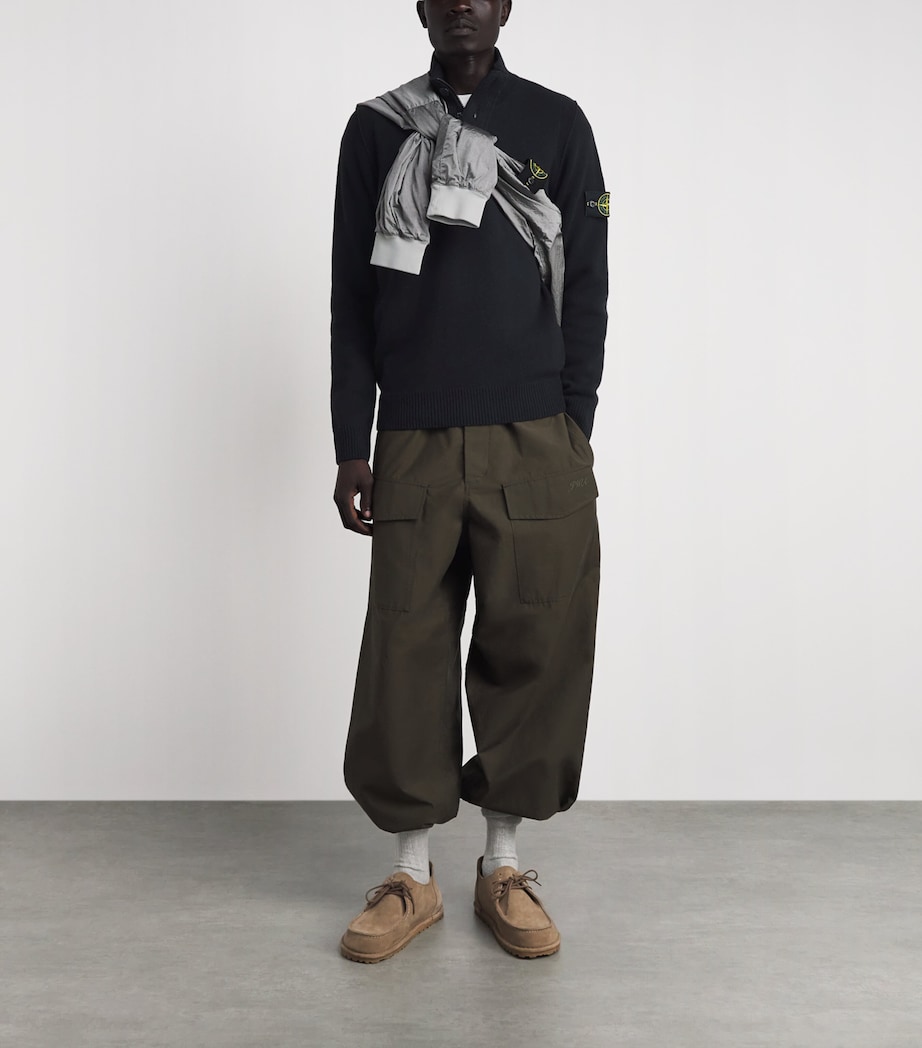 Stone Island Mens Wool-Blend Button-Up Sweater Image 2
