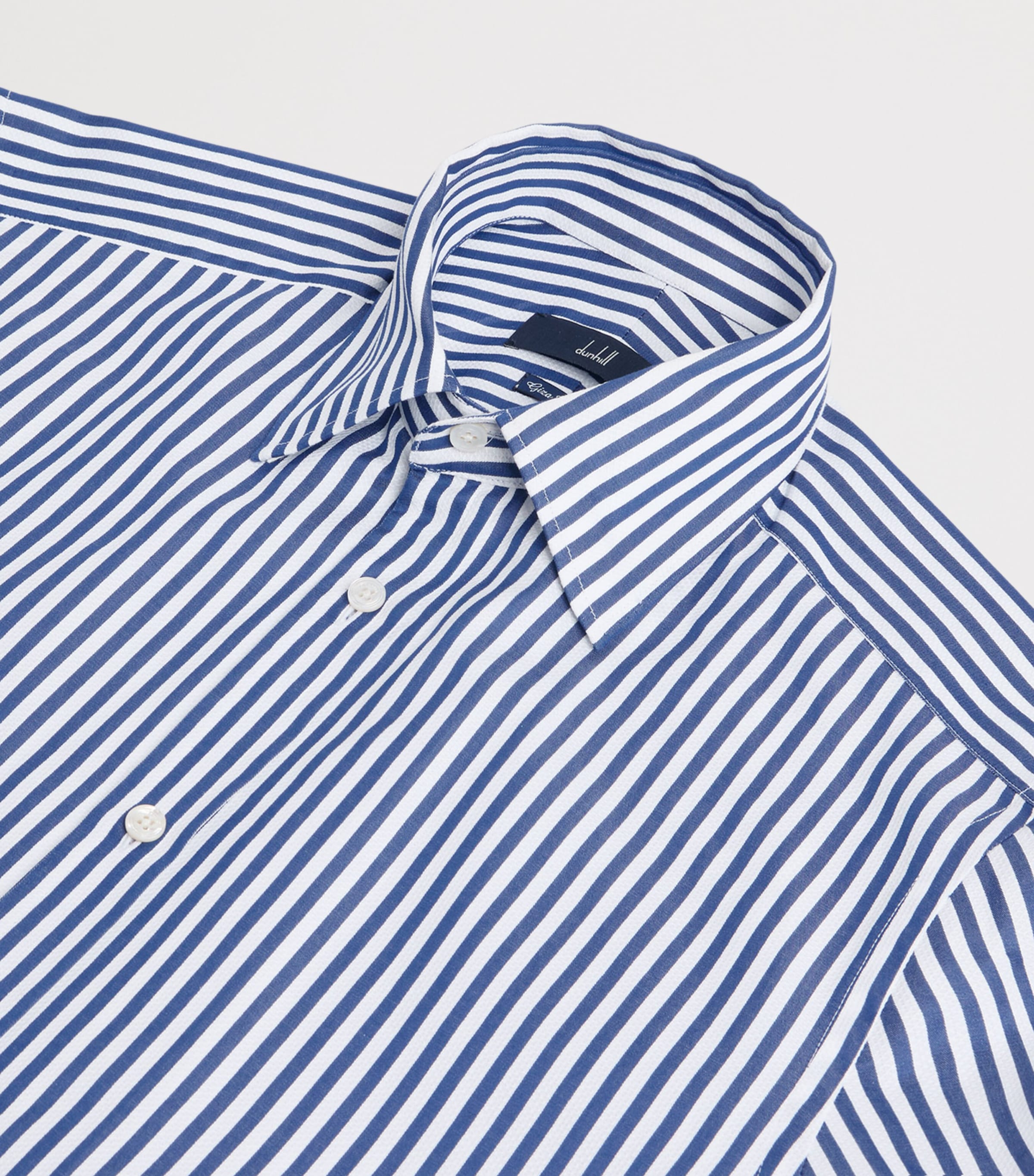 Dunhill Mens Giza Cotton Stripe Formal Shirt White Image 5