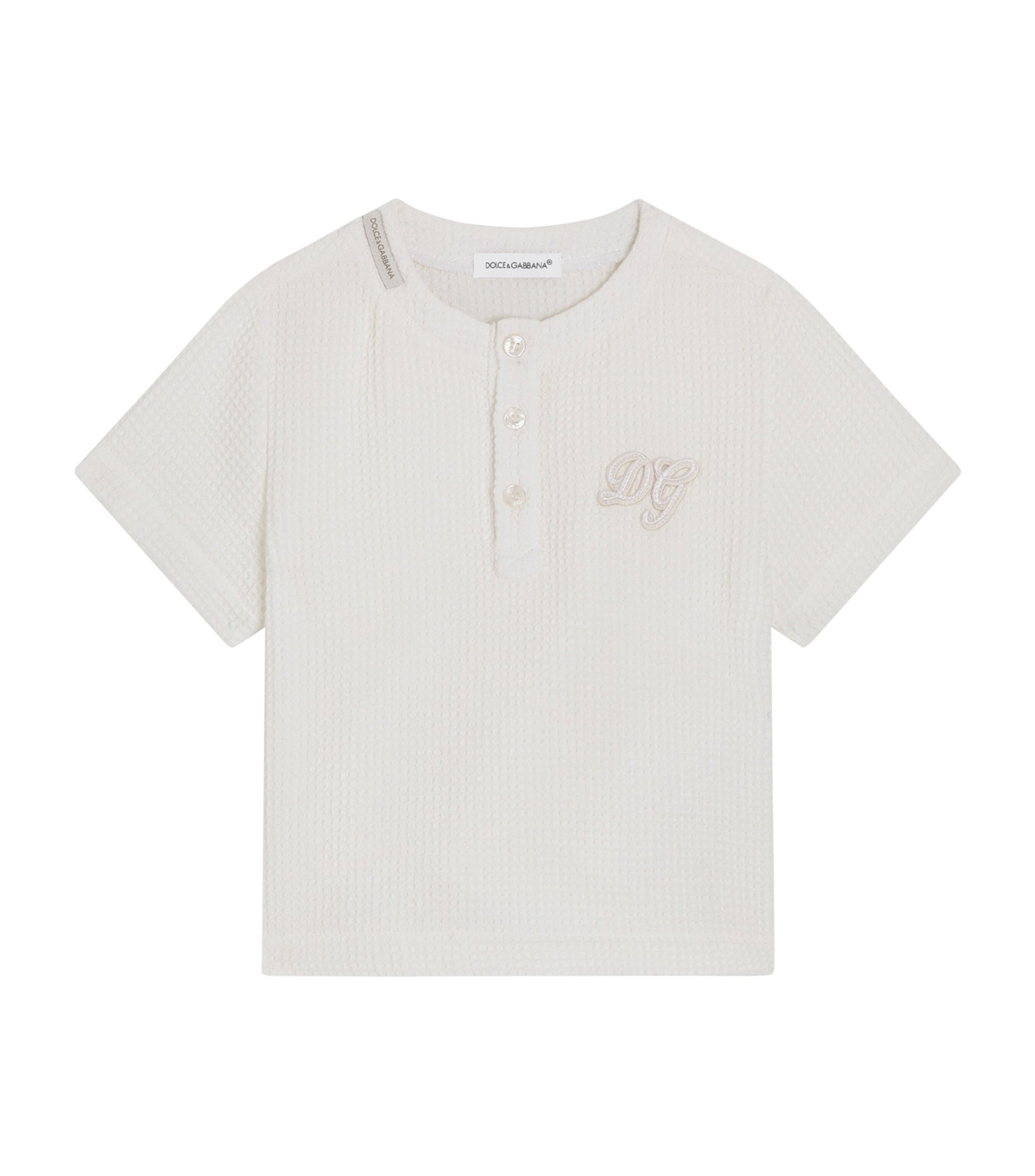 Dolce&Gabbana Kids Logo Henley T-Shirt (3-30 Months) Natural White Image 1