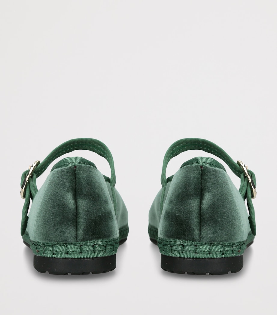 Flabelus Velvet Pierre Mary Janes Dark Green Image 4